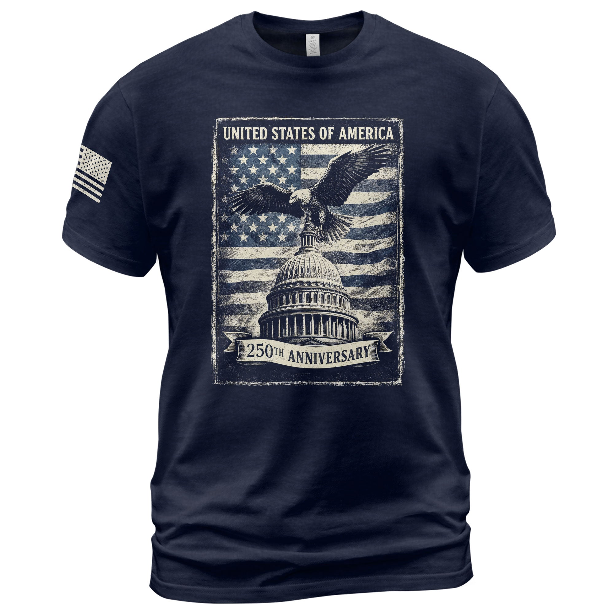 250 Years America Anniversary 1776-2026 Men's Patriotic T-Shirt – Retro Eagle & Capitol Freedom USA 250 Birthday Graphic Tee - Rust Field Wear