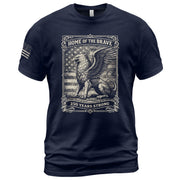 America 250th Anniversary T-Shirt 1776-2026 – Home of the Brave Griffin & Flag Tee - Rust Field Wear