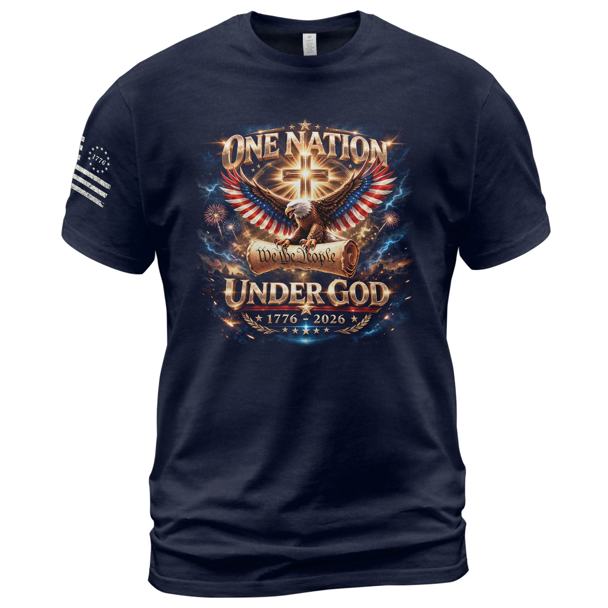 America 250th Anniversary 1776-2026 T-Shirt – We The People Eagle Cross & Constitution One Nation Under God Bootleg Shirt - Rust Field Wear