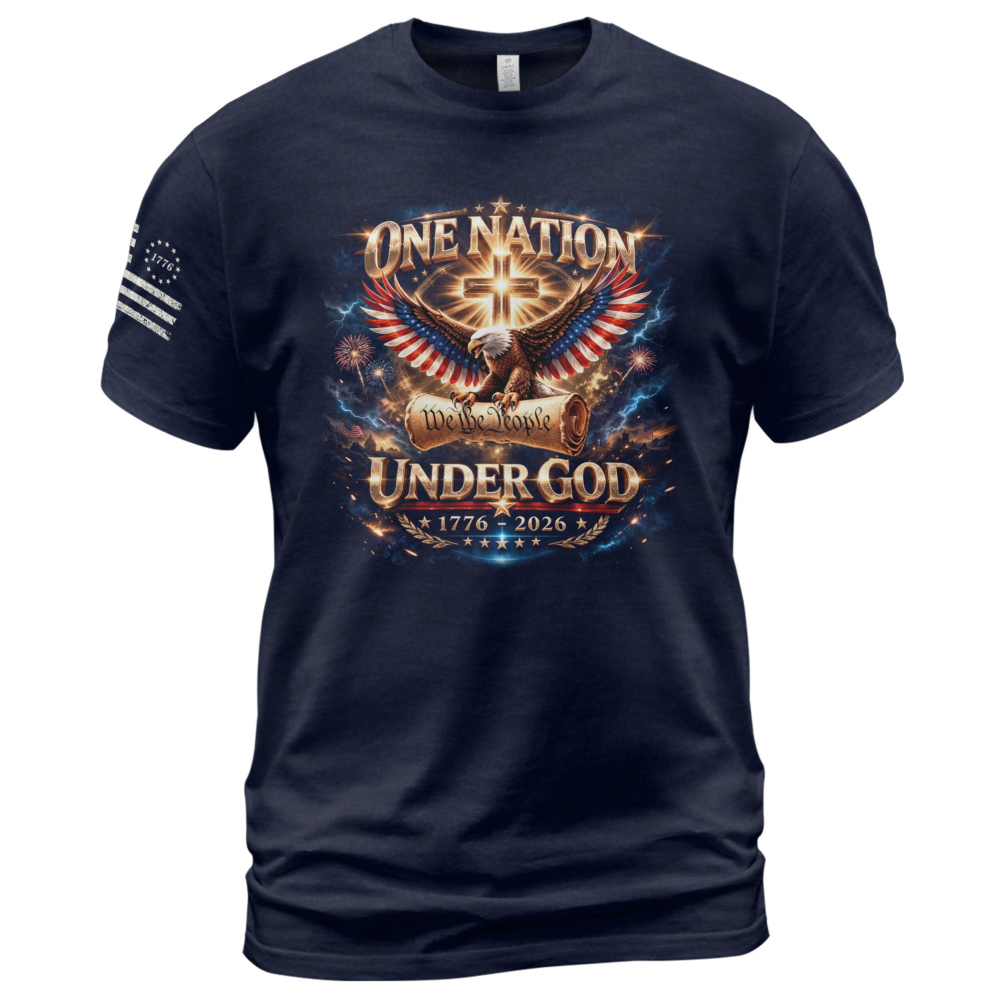 America 250th Anniversary 1776-2026 T-Shirt – We The People Eagle Cross & Constitution One Nation Under God Bootleg Shirt - Rust Field Wear