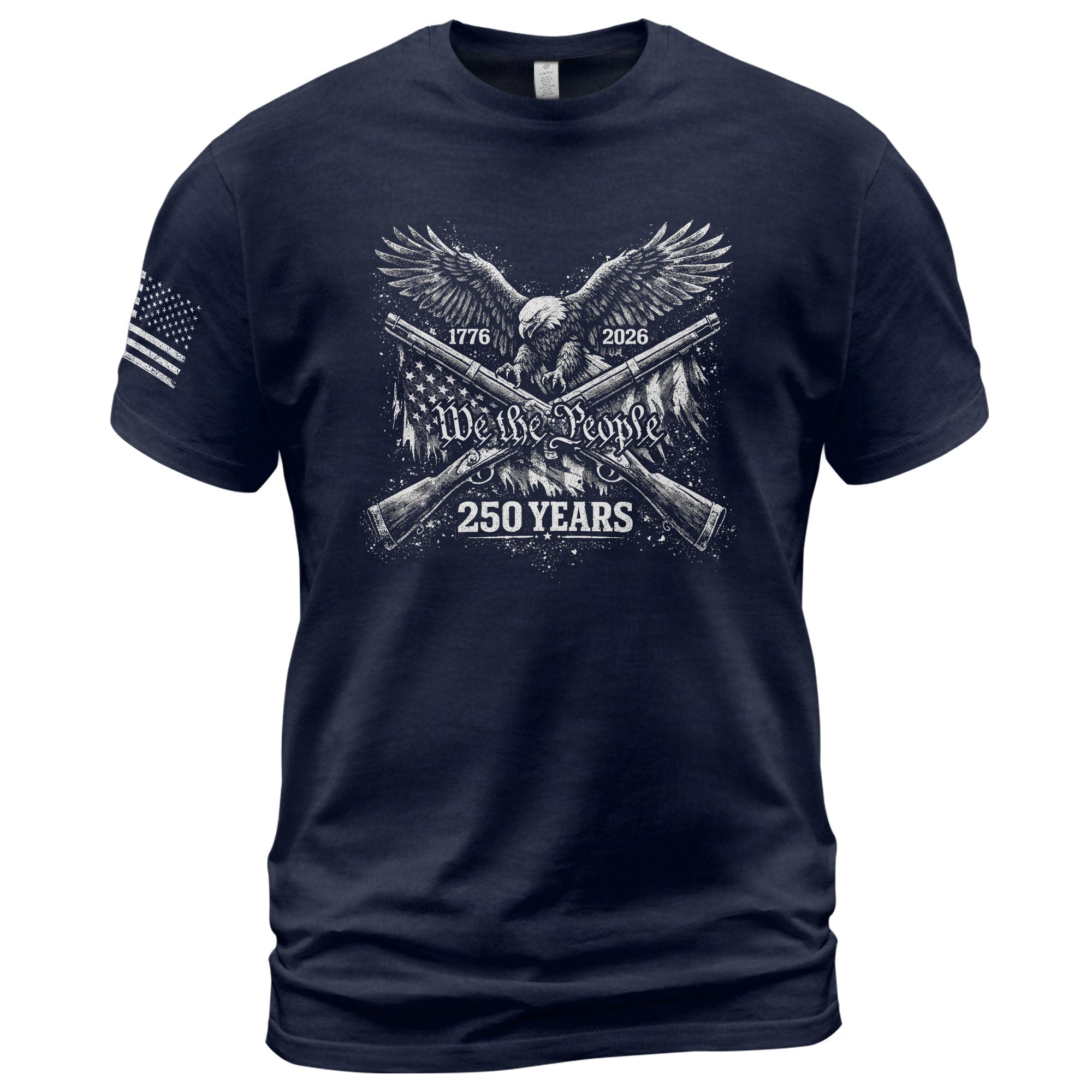 America 250th Anniversary T-Shirt 1776-2026 – We The People Eagle & Crossed Rifles Tee - Rust Field Wear