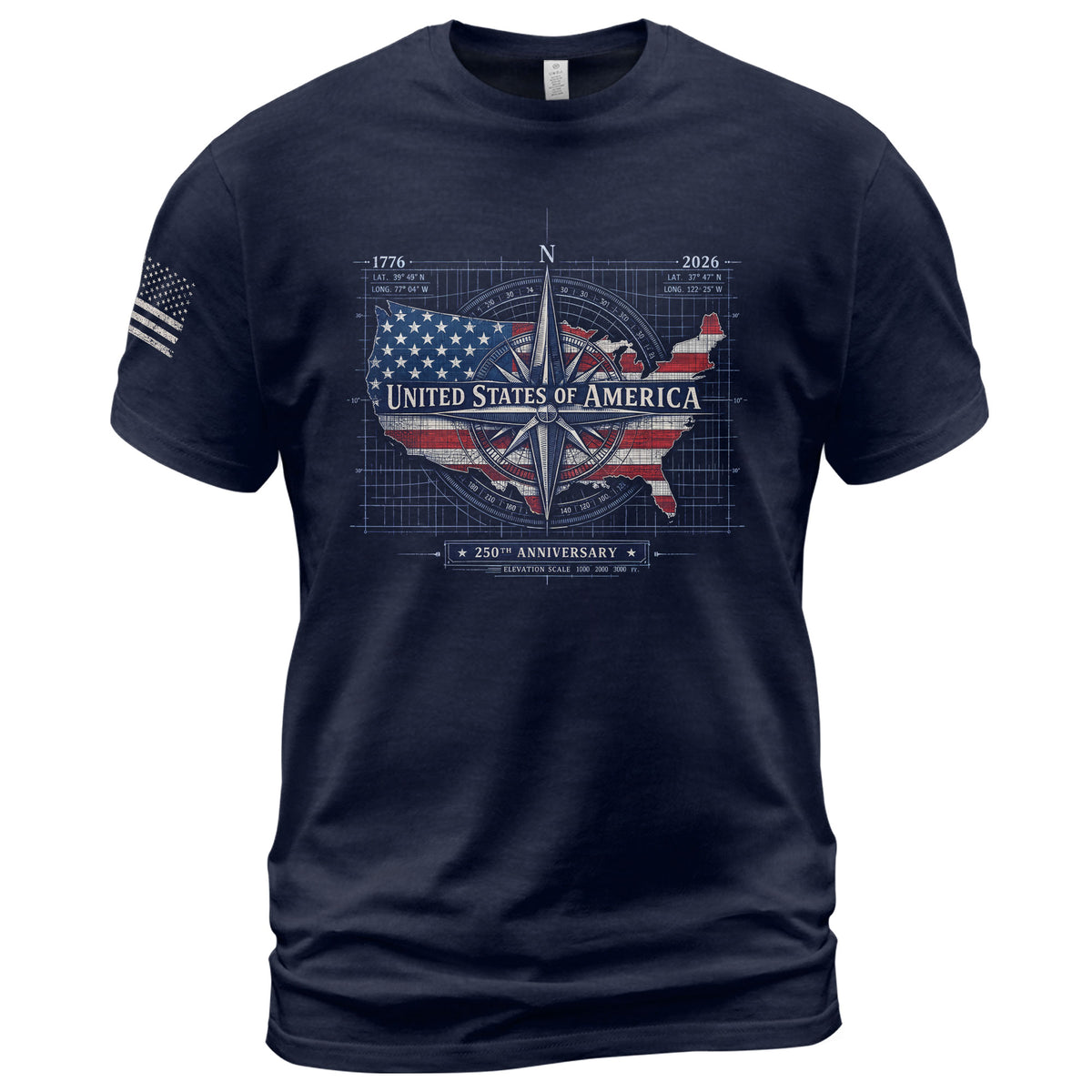 250th Anniversary USA Shirt 1776-2026 – Patriotic US Flag Freedom Tee, American Birthday Mens T-Shirt - Rust Field Wear