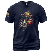 1776-2026 250th Anniversary Patriotic T-Shirt – Statue of Liberty Torch & USA Flag Freedom Tee - Rust Field Wear