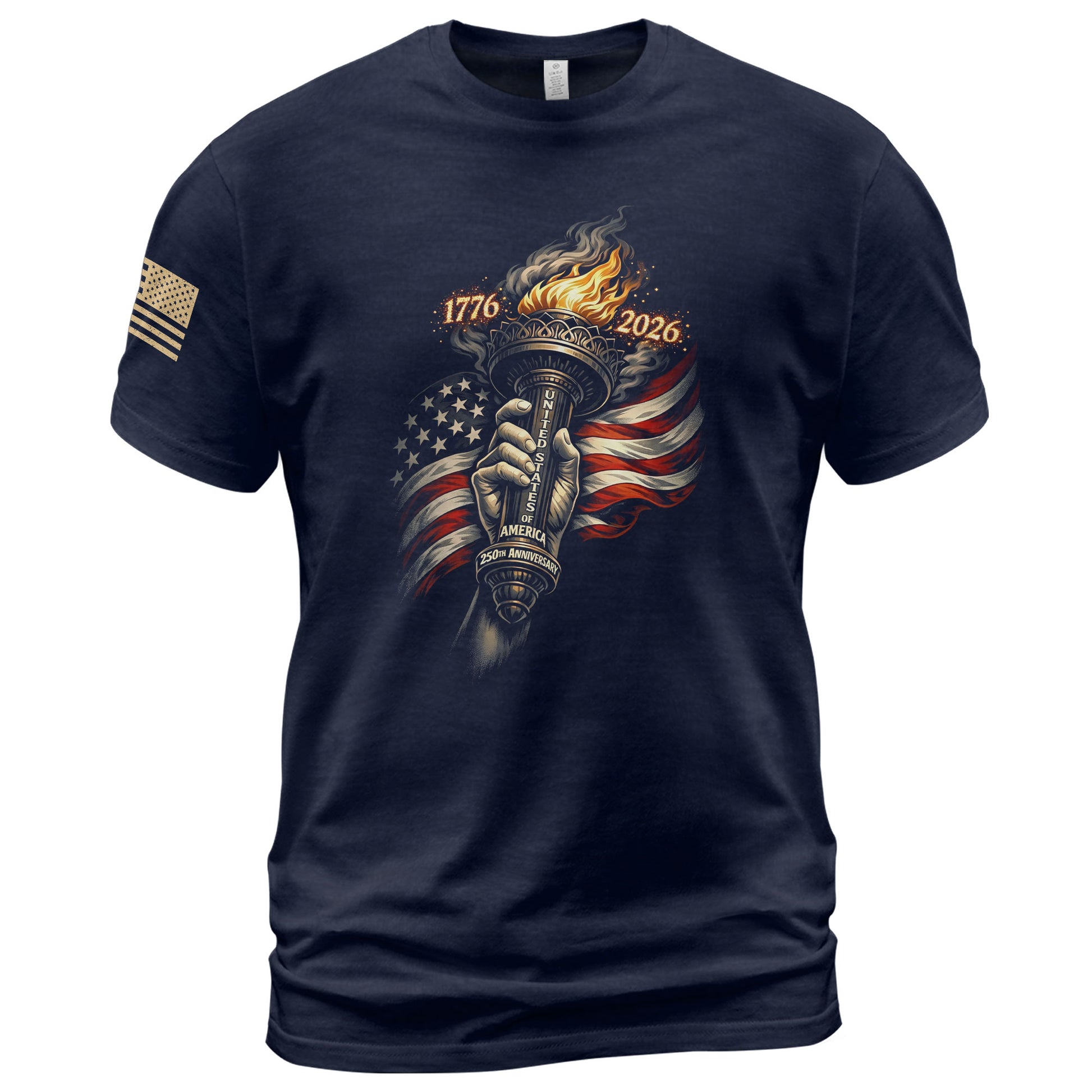 1776-2026 250th Anniversary Patriotic T-Shirt – Statue of Liberty Torch & USA Flag Freedom Tee - Rust Field Wear