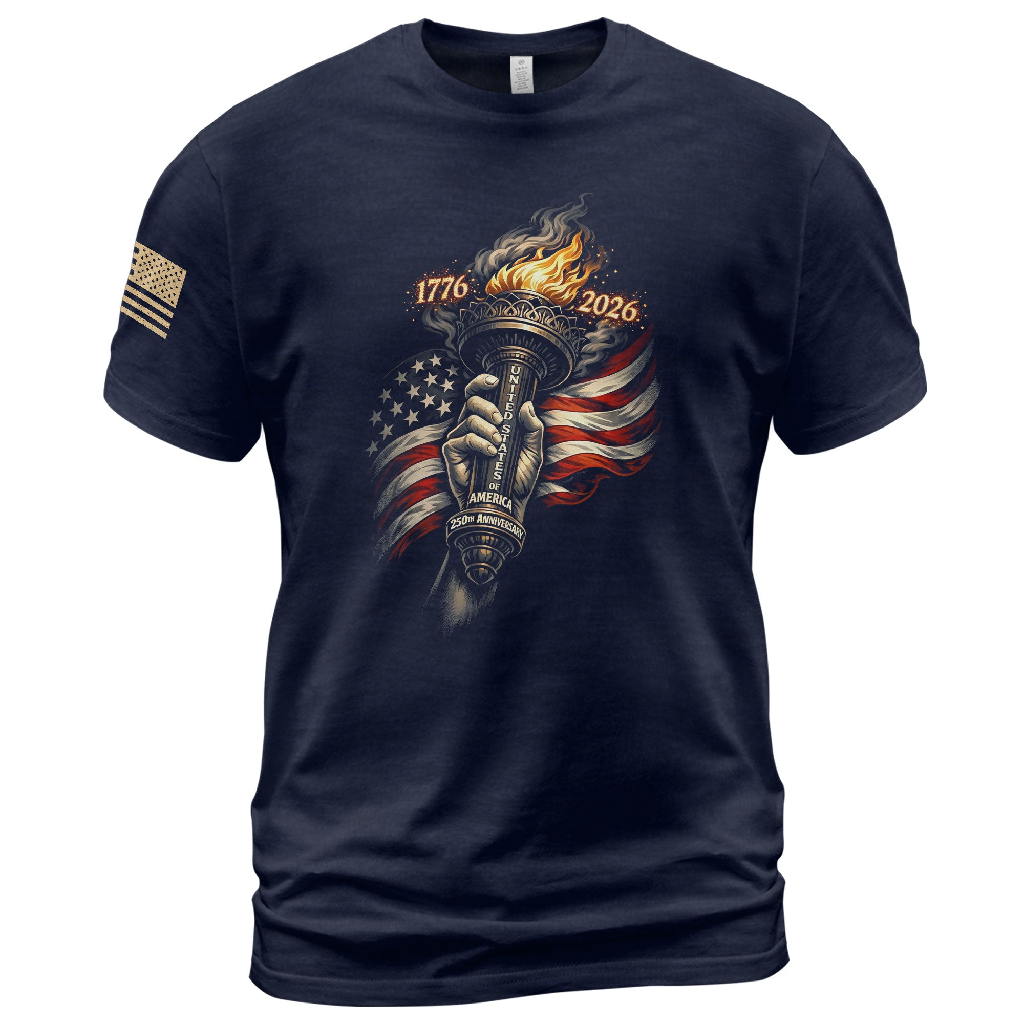 1776-2026 250th Anniversary Patriotic T-Shirt – Statue of Liberty Torch & USA Flag Freedom Tee - Rust Field Wear