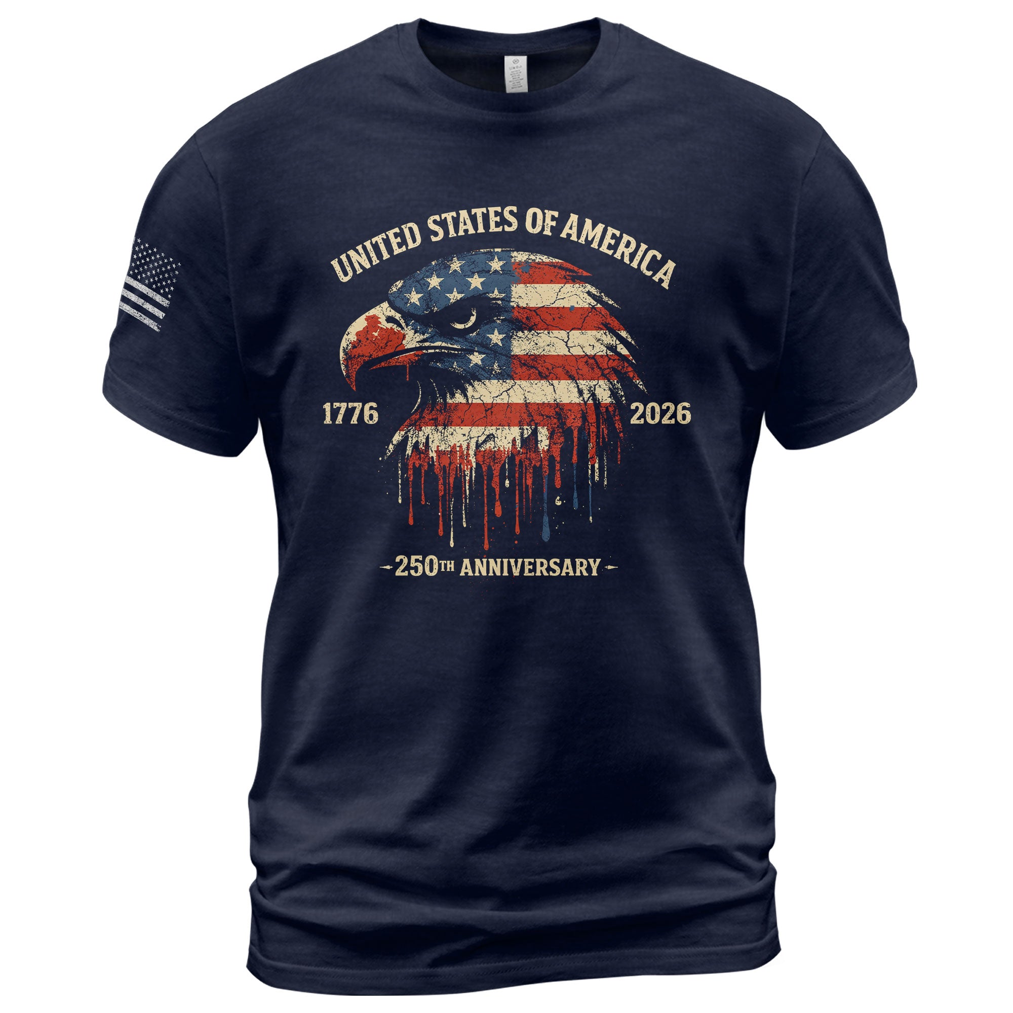 United States 250th Birthday 1776-2026 T-Shirt – USA Flag & Eagle Patriotic 250th Anniversary Graphic Tee - Rust Field Wear