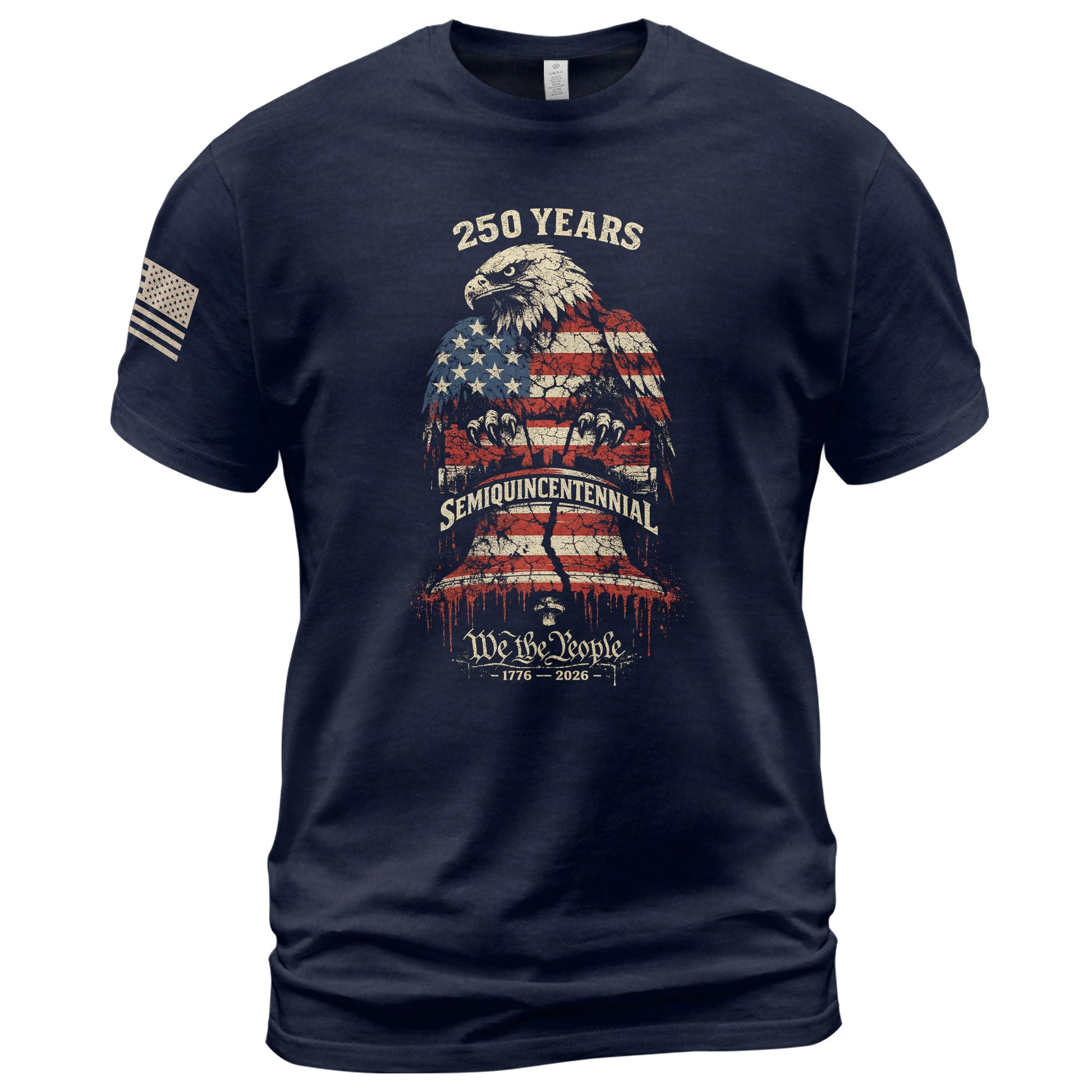 1776-2026 America 250th Anniversary T-Shirt – Liberty Bell & Eagle We The People Patriotic Mens Tee - Rust Field Wear