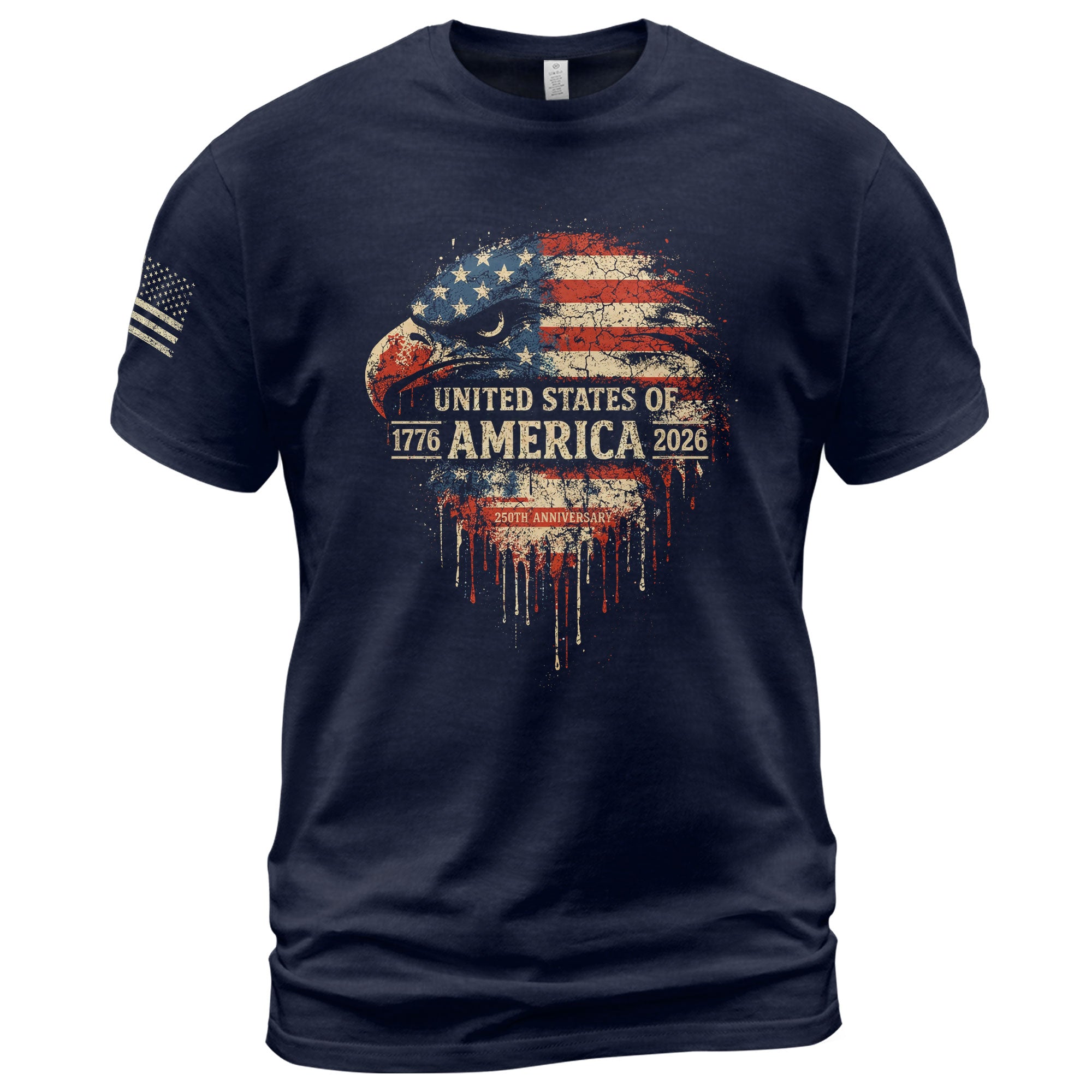 United States 250th Birthday 1776-2026 T-Shirt – USA Flag & Eagle Freedom Patriotic Anniversary Tee - Rust Field Wear
