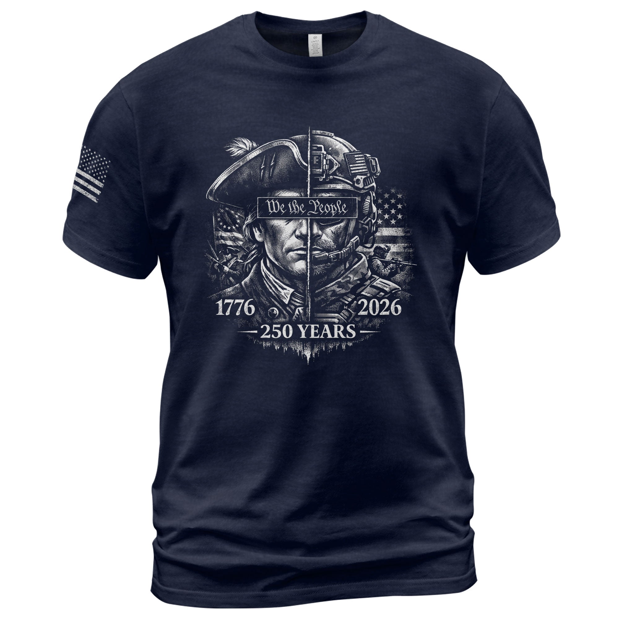 USA 250th Anniversary 1776-2026 T-Shirt – Revolutionary & Modern Soldier We The People Men's Shirt - Rust Field Wear