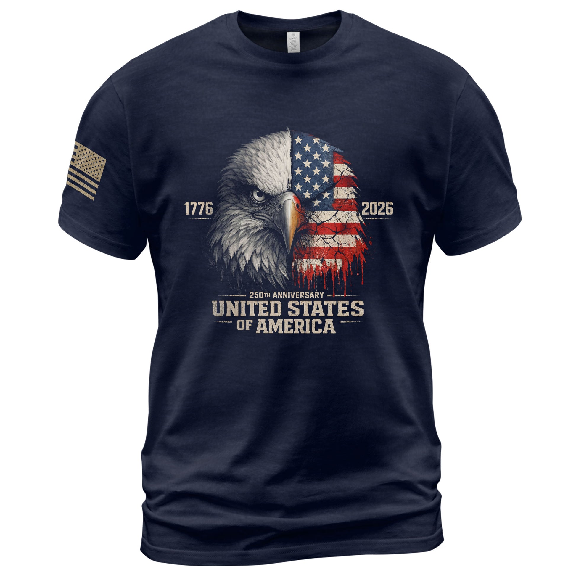 United States 250th Anniversary 1776-2026 T-Shirt – USA Flag & Eagle Distressed 250 Years Patriotic Tee - Rust Field Wear