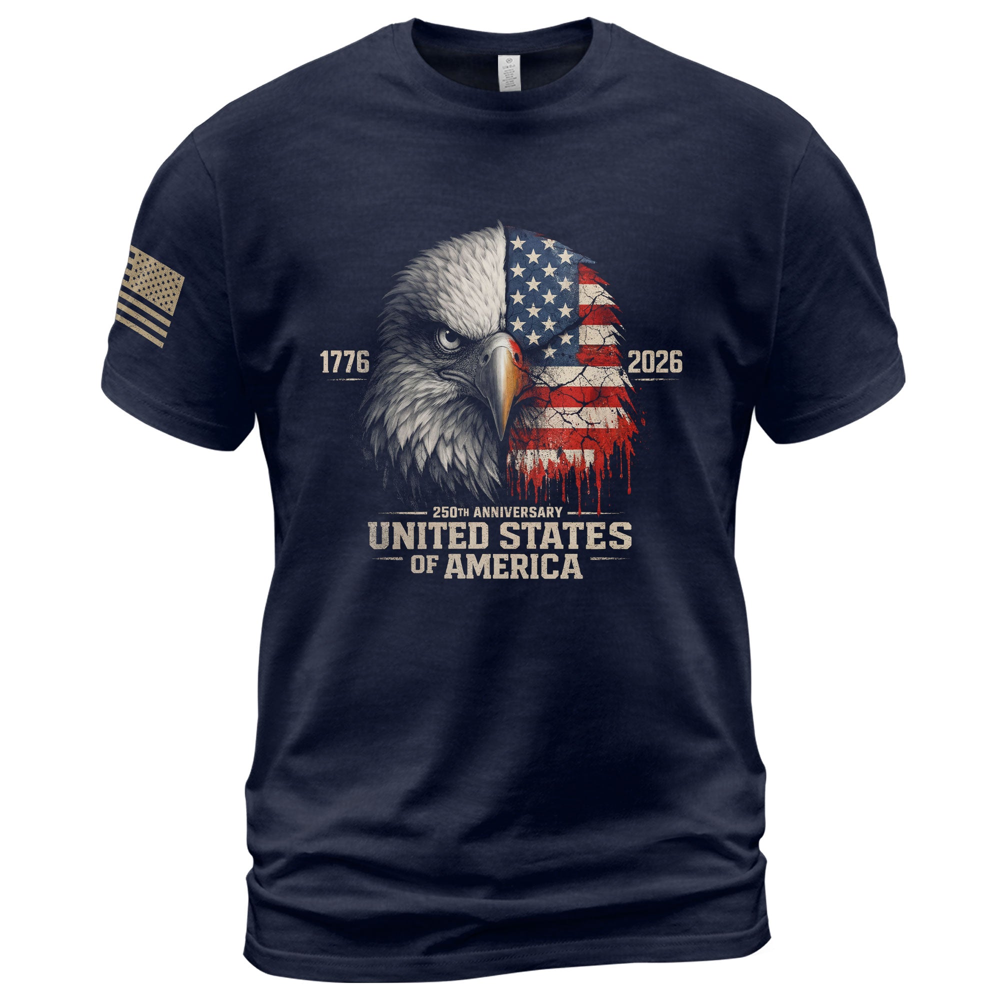 United States 250th Anniversary 1776-2026 T-Shirt – USA Flag & Eagle Distressed 250 Years Patriotic Tee - Rust Field Wear