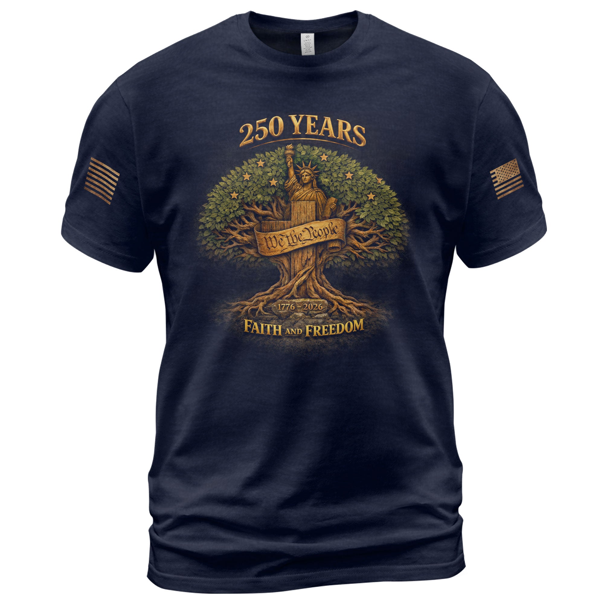 America 250th Anniversary T-Shirt 1776-2026 – Statue of Liberty & Cross Christian Tee - Rust Field Wear