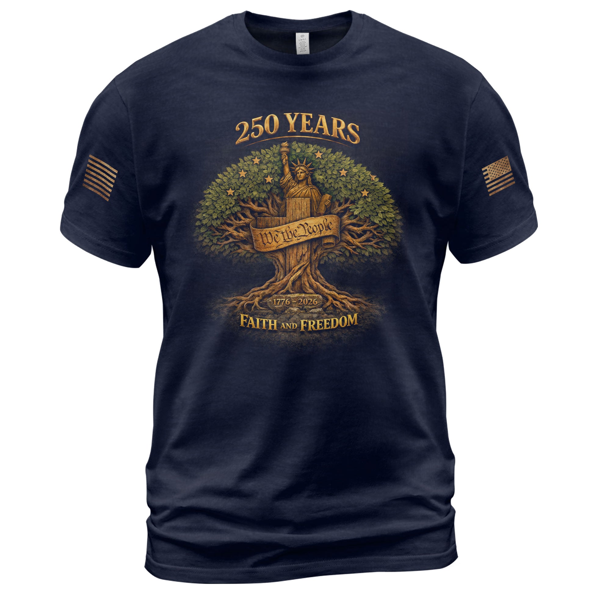 America 250th Anniversary T-Shirt 1776-2026 – Statue of Liberty & Cross Christian Tee - Rust Field Wear