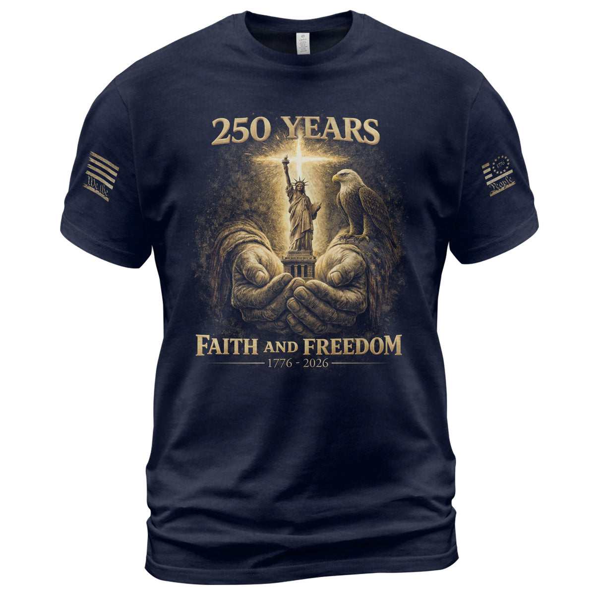 America 250th Anniversary T-Shirt 1776-2026 – God’s Hands, Liberty & Eagle Christian Tee - Rust Field Wear