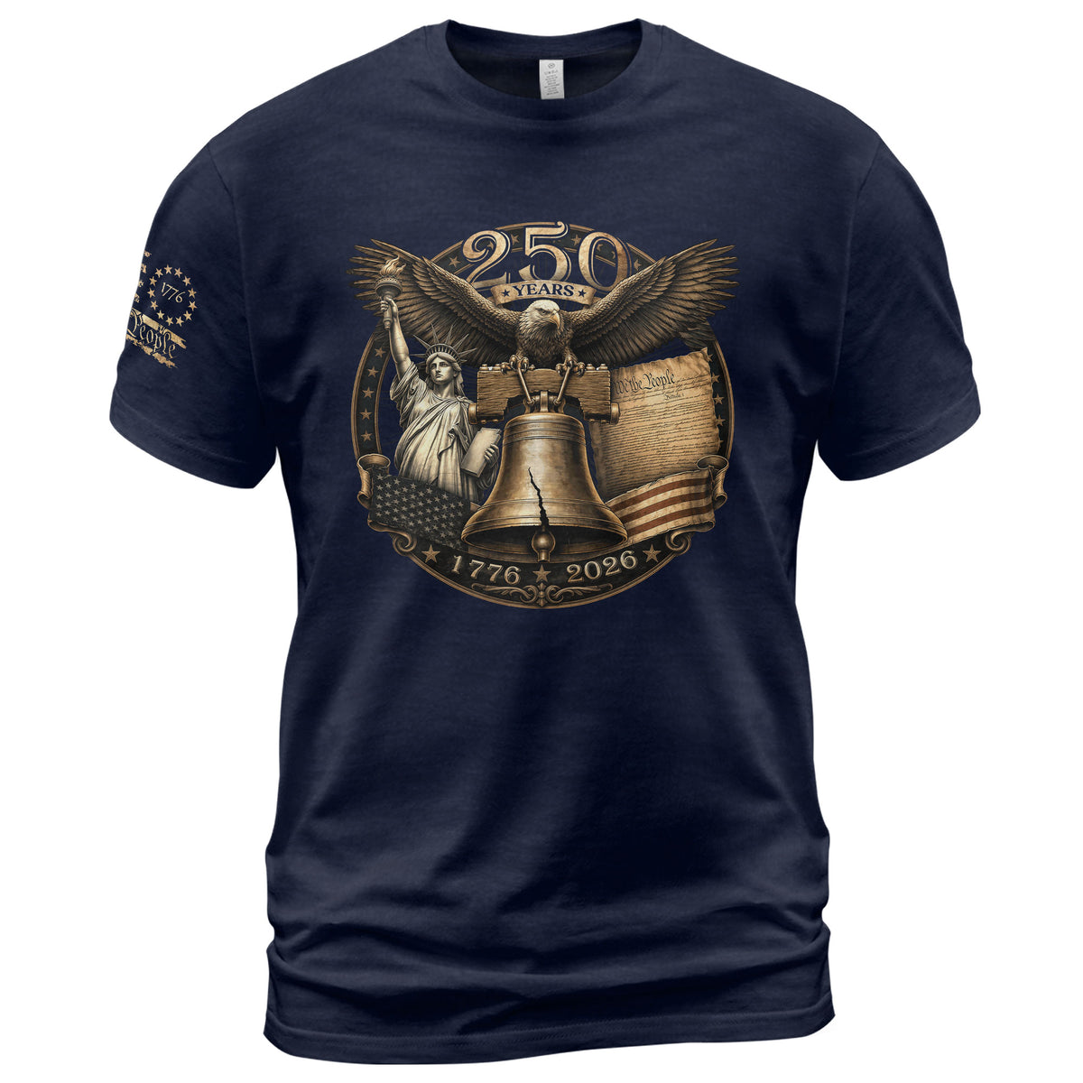 Liberty Bell Statue of Liberty T-Shirt - Patriotic 250 Years Heritage Tee - Rust Field Wear