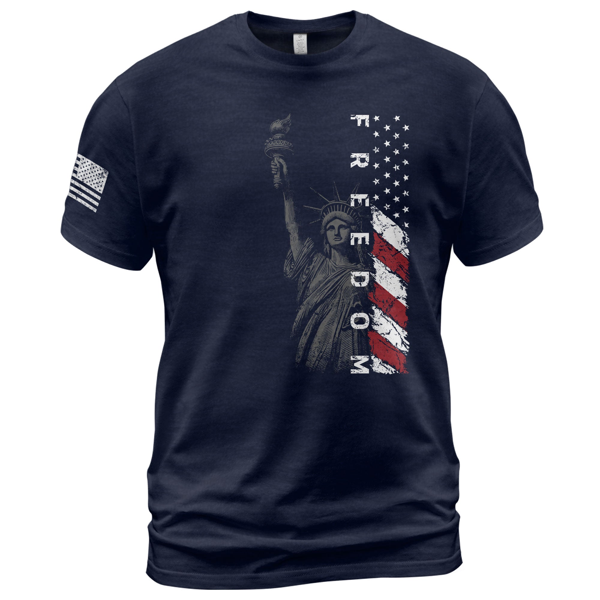 Freedom Shirts for Men, Freedom Statue of Liberty American Flag Patriotic USA - Patriotic T Shirts - Rust Field Wear