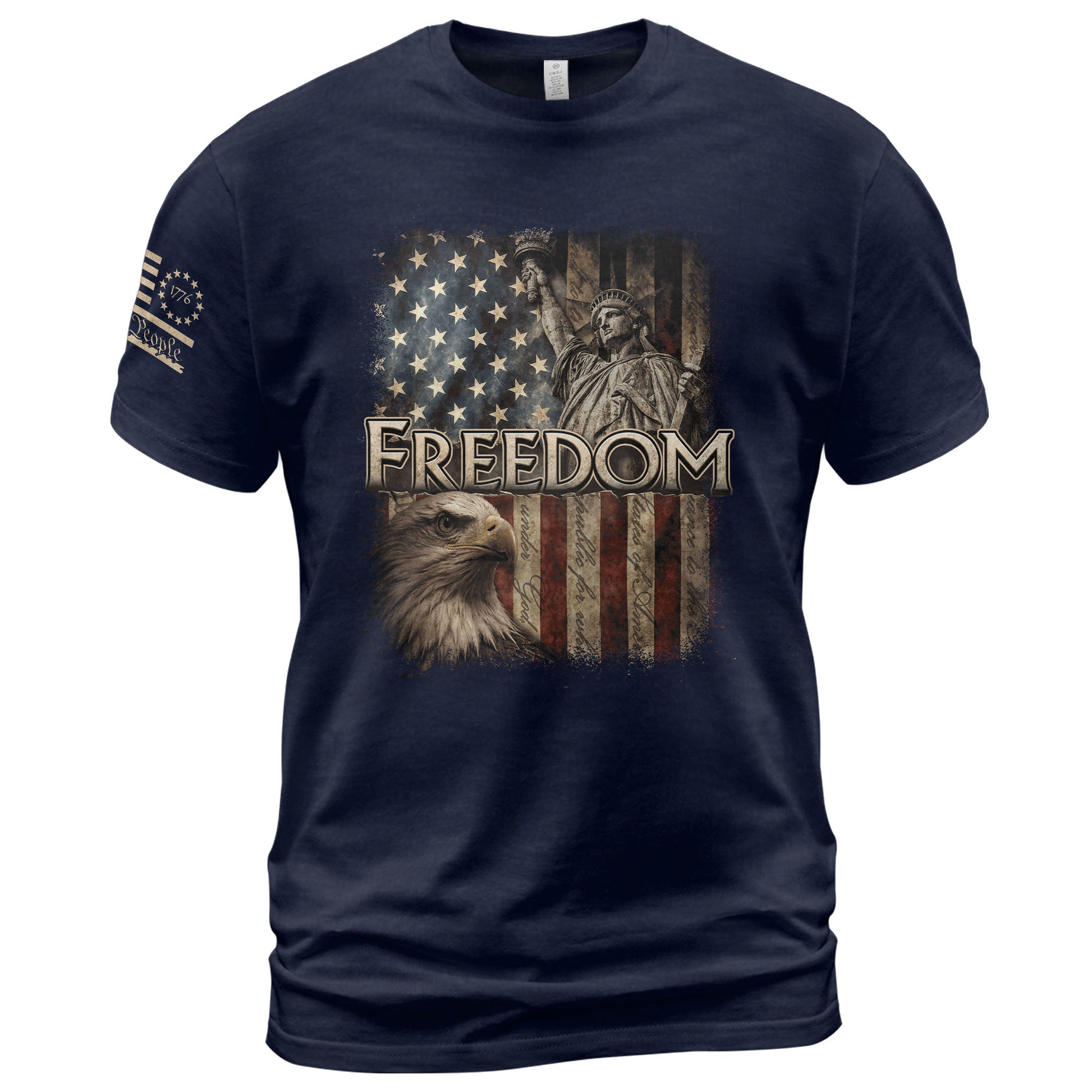 Freedom Statue of Liberty Eagle American Flag Patriotic Pride - Freedom T Shirt, Patriotic Shirts for Men - Rust Field Wear