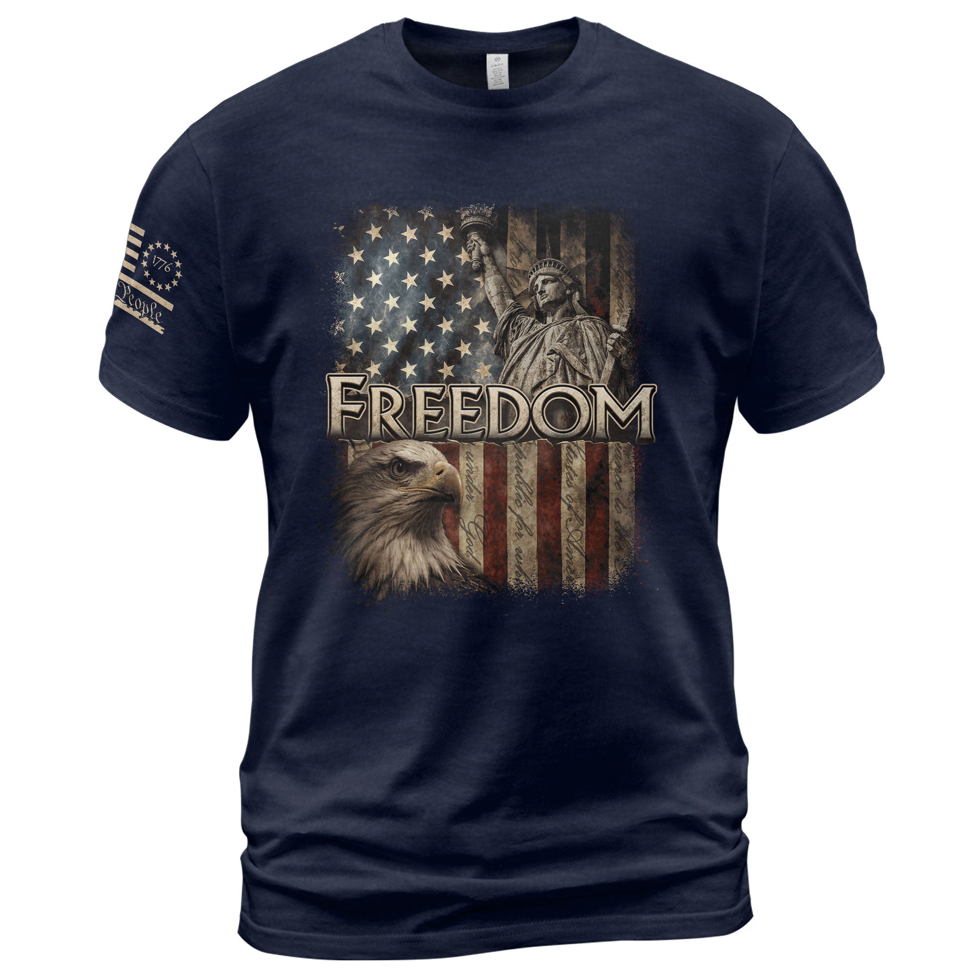 Freedom Statue of Liberty Eagle American Flag Patriotic Pride - Freedom T Shirt, Patriotic Shirts for Men - Rust Field Wear