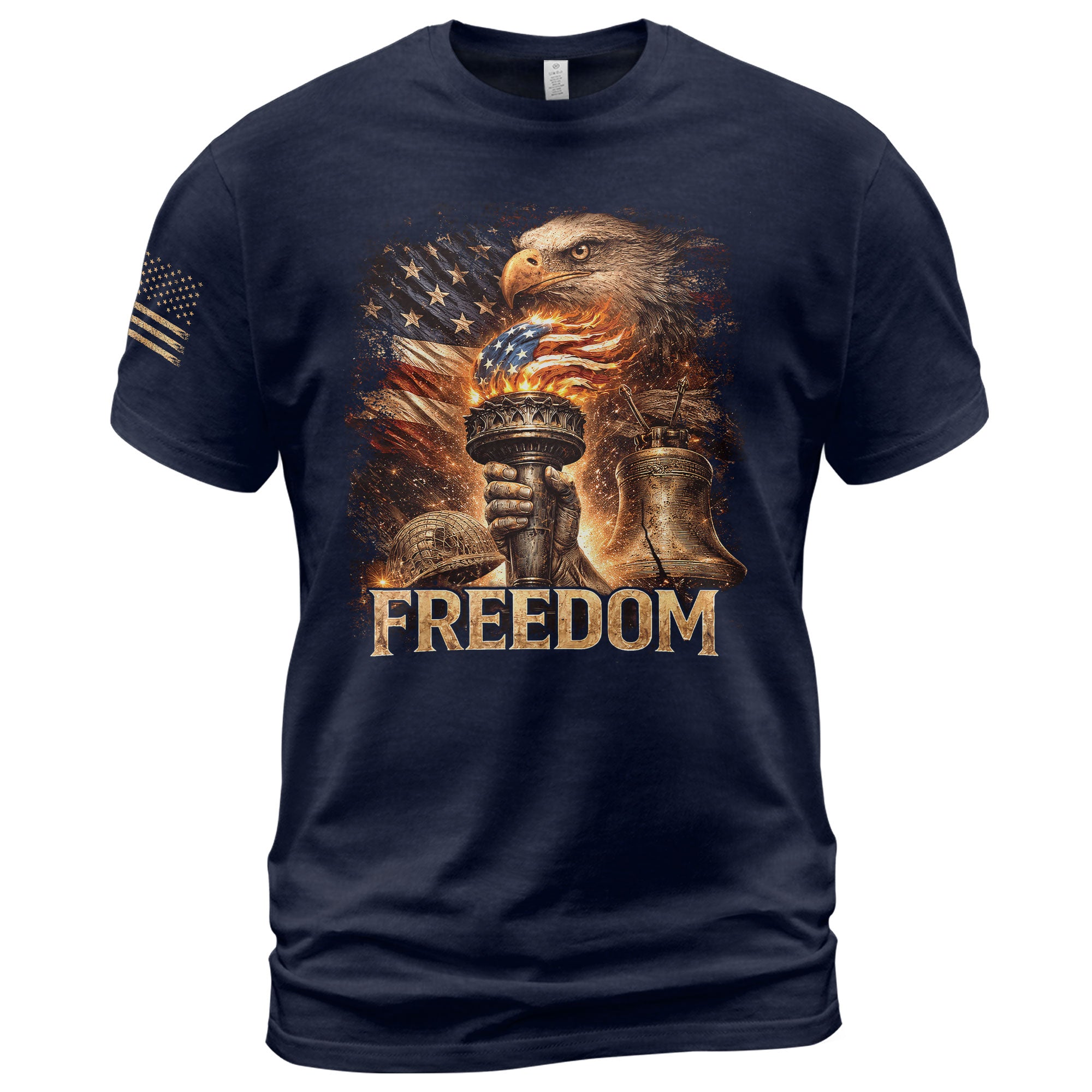 Freedom T Shirt, Freedom Eagle Liberty Torch American Flag Patriotic Vintage - Freedom Shirts for Men - Rust Field Wear