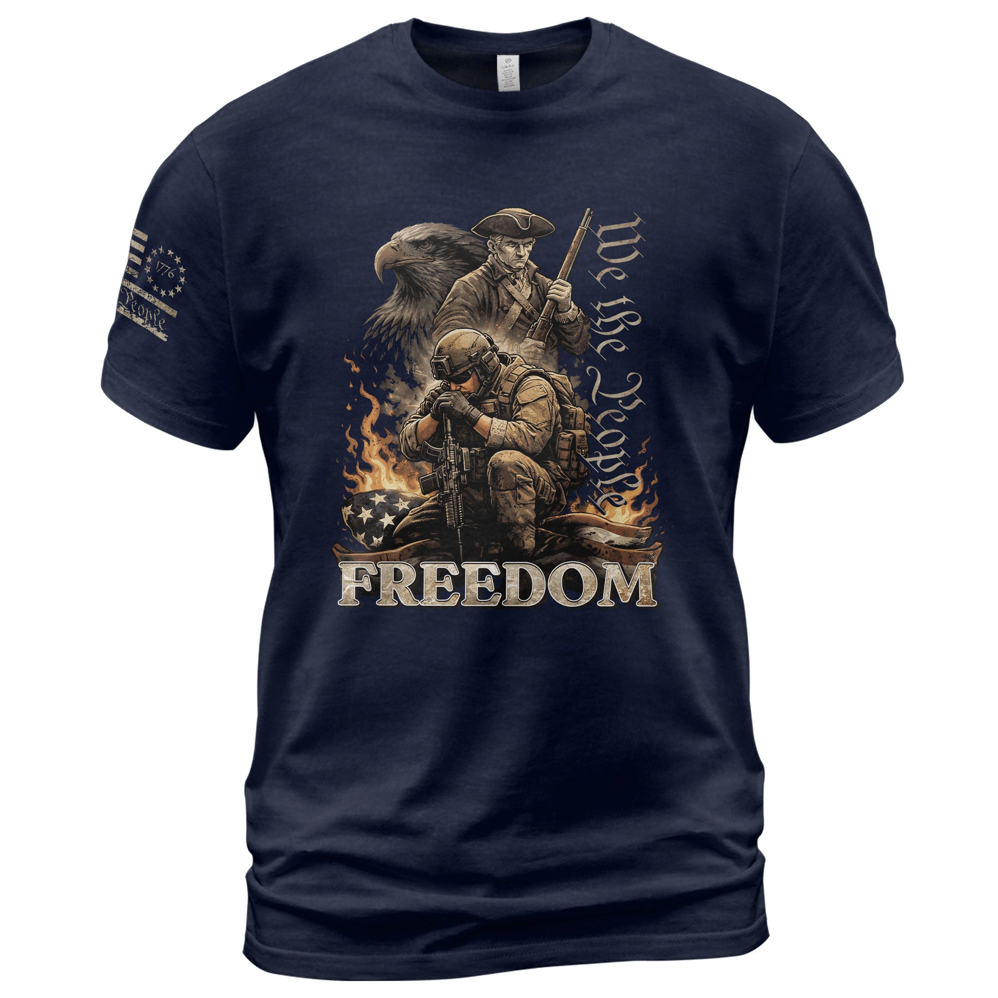 We The People Military Veteran Patriotic Eagle Flag - Freedom Shirts for Men, Patriotic T Shirts - Rust Field Wear