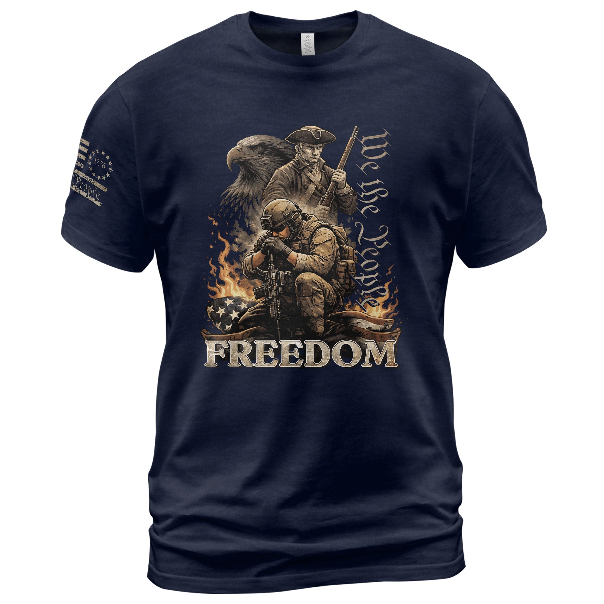 We The People Military Veteran Patriotic Eagle Flag - Freedom Shirts for Men, Patriotic T Shirts - Rust Field Wear