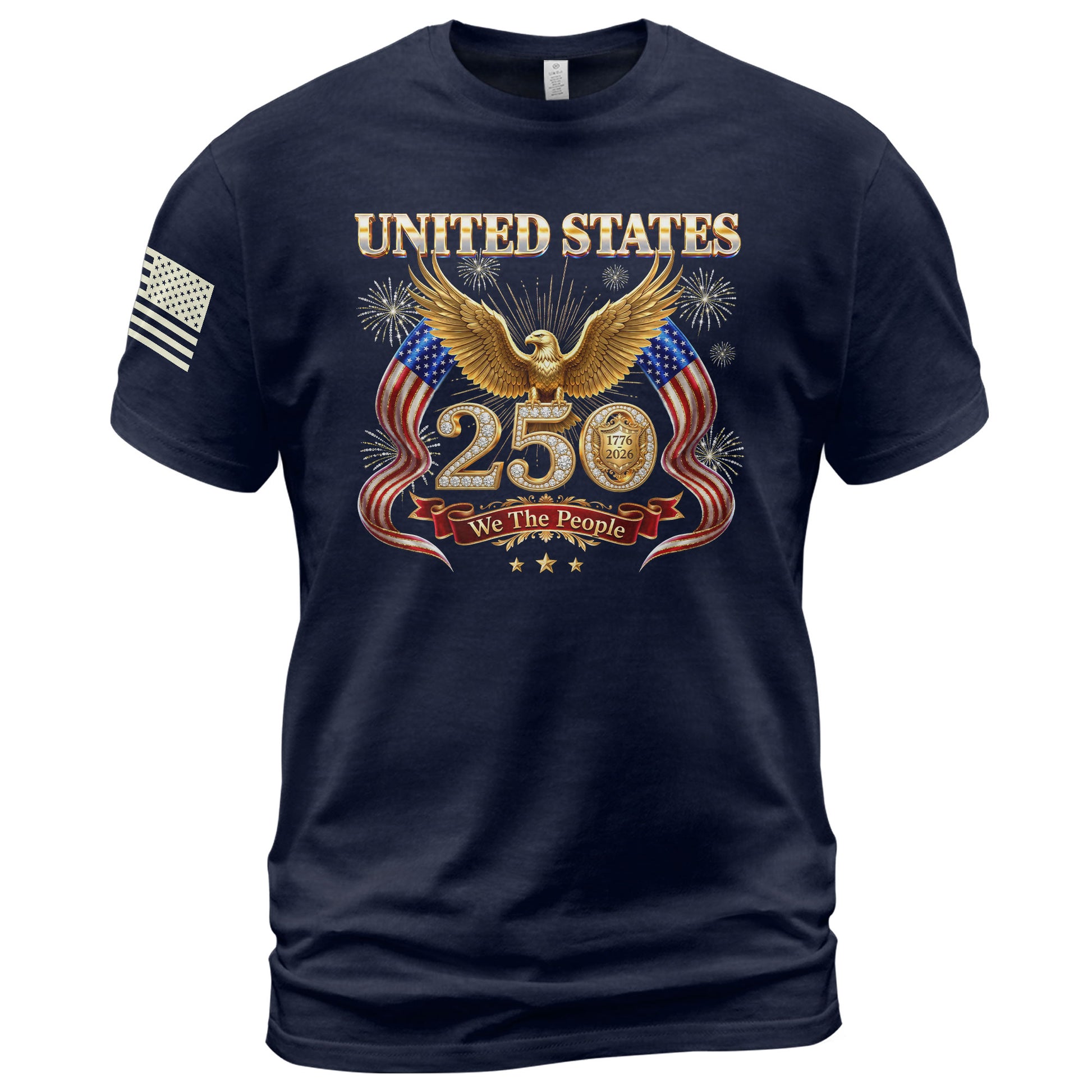 United States 250 Years 1776-2026 T-Shirt - Golden Eagle Patriotic Fireworks Luxury Tee - Rust Field Wear