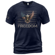 Patriotic T Shirts, Freedom USA Patriotic Eagle Liberty Bell Flag - Freedom Shirts for Men - Rust Field Wear
