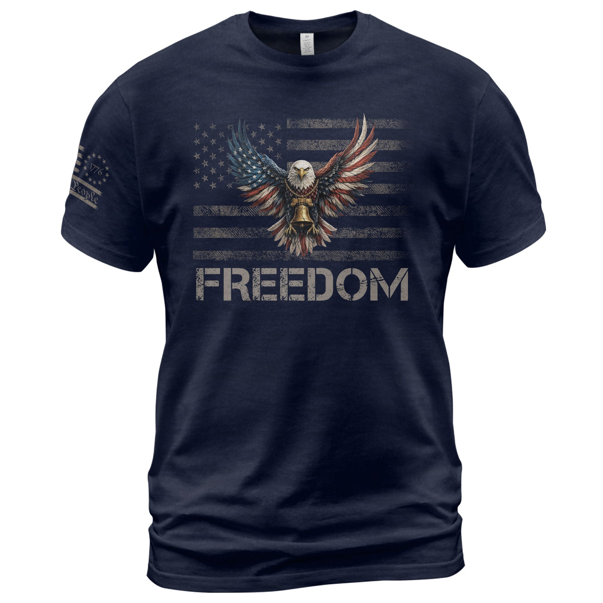 Patriotic T Shirts, Freedom USA Patriotic Eagle Liberty Bell Flag - Freedom Shirts for Men - Rust Field Wear