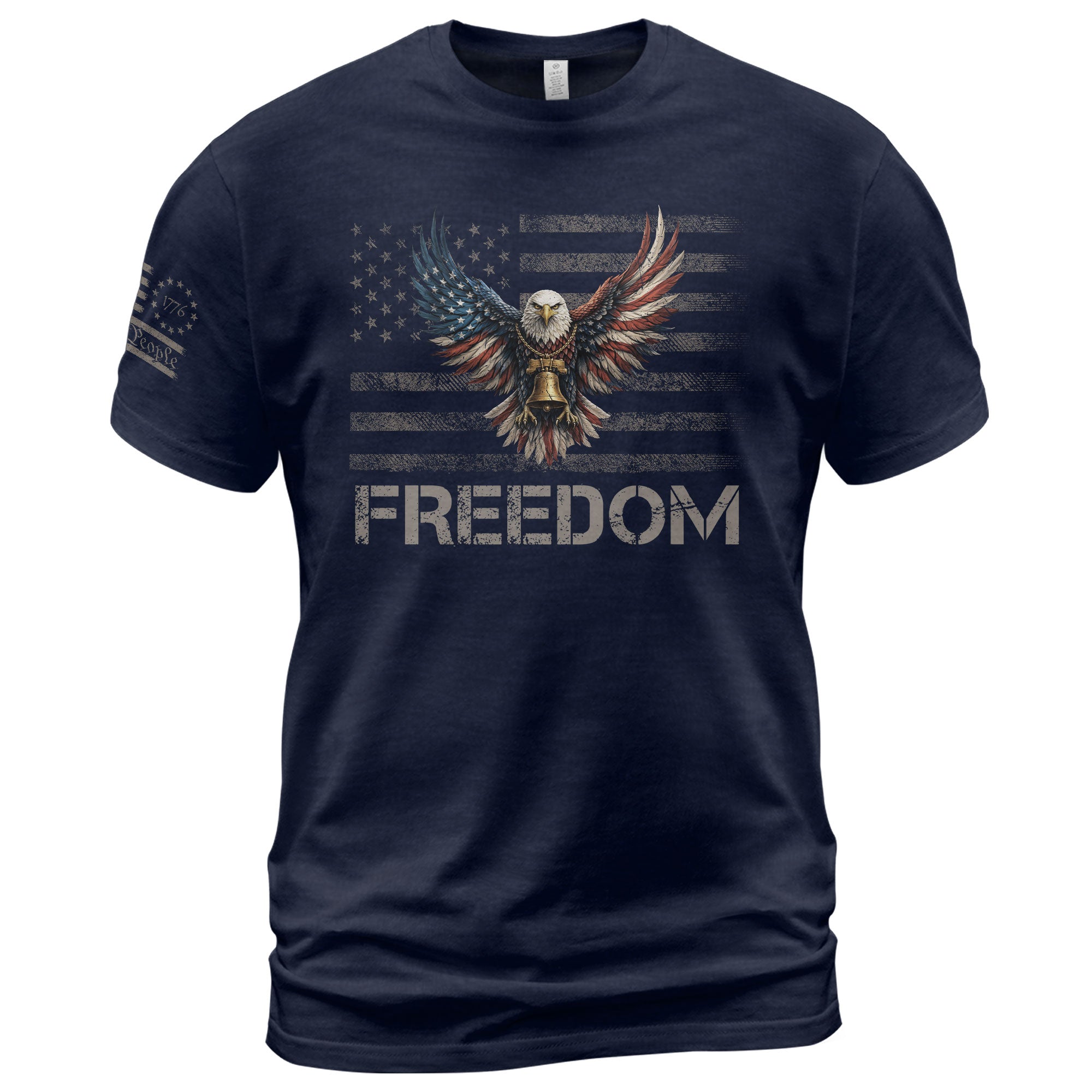 Patriotic T Shirts, Freedom USA Patriotic Eagle Liberty Bell Flag - Freedom Shirts for Men - Rust Field Wear