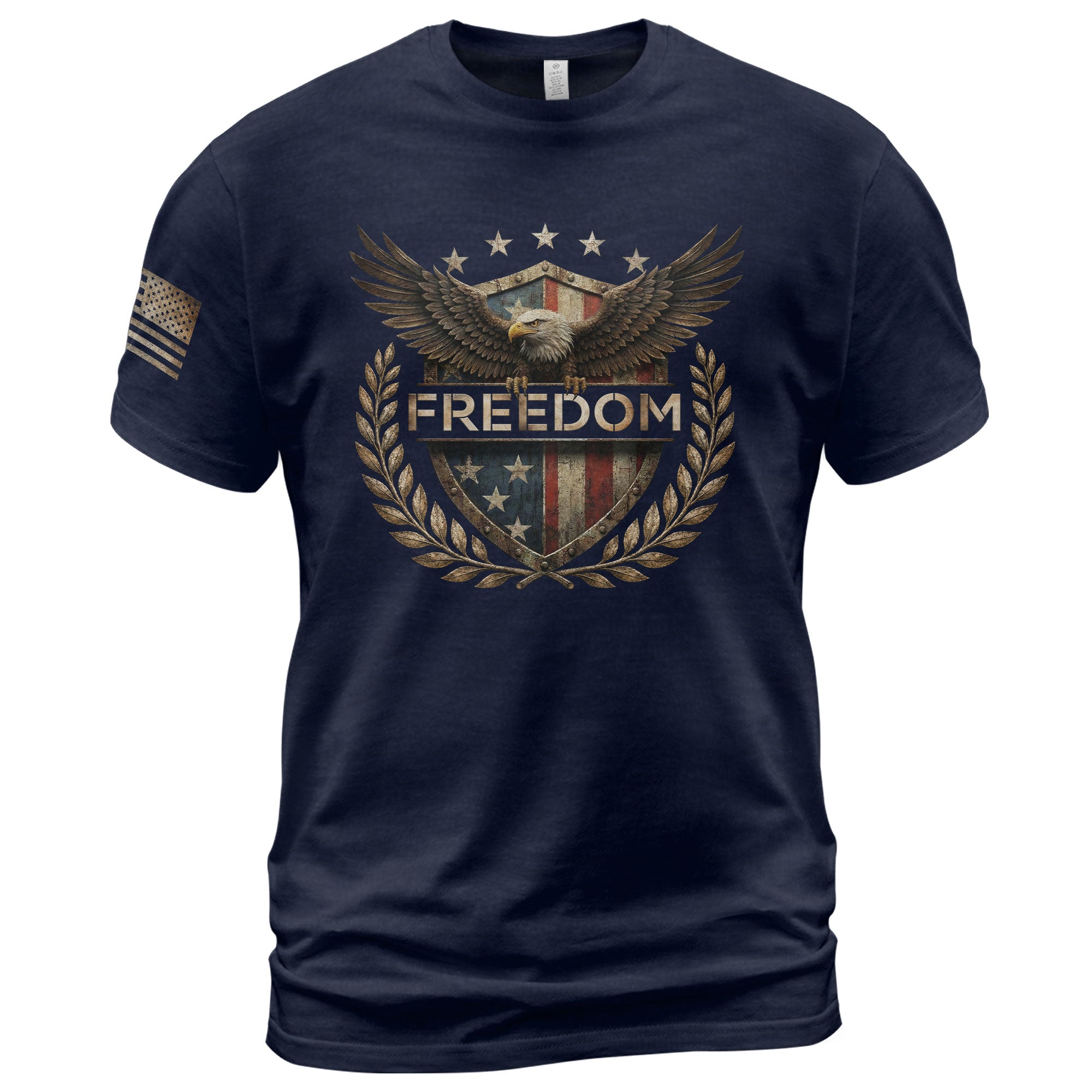 Patriotic Freedom American Flag Shield and Eagle - Freedom Shirts for Men, Patriotic T Shirts - Rust Field Wear