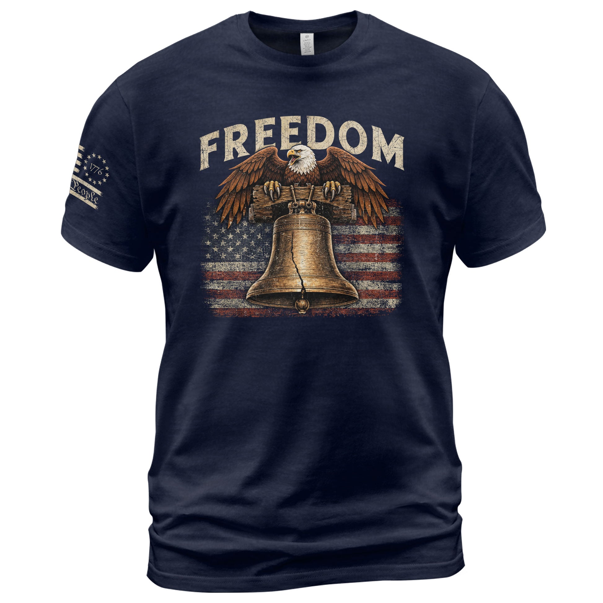 Freedom T Shirt, Freedom Liberty Bell Patriotic Eagle and US Flag and American Pride - Freedom Shirts for Men - Rust Field Wear