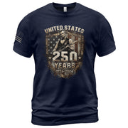 Rustic Shield Lincoln Guitar Shirt Vintage 1776 2026 US Flag Patriotic Grunge Men Tee - Rust Field Wear