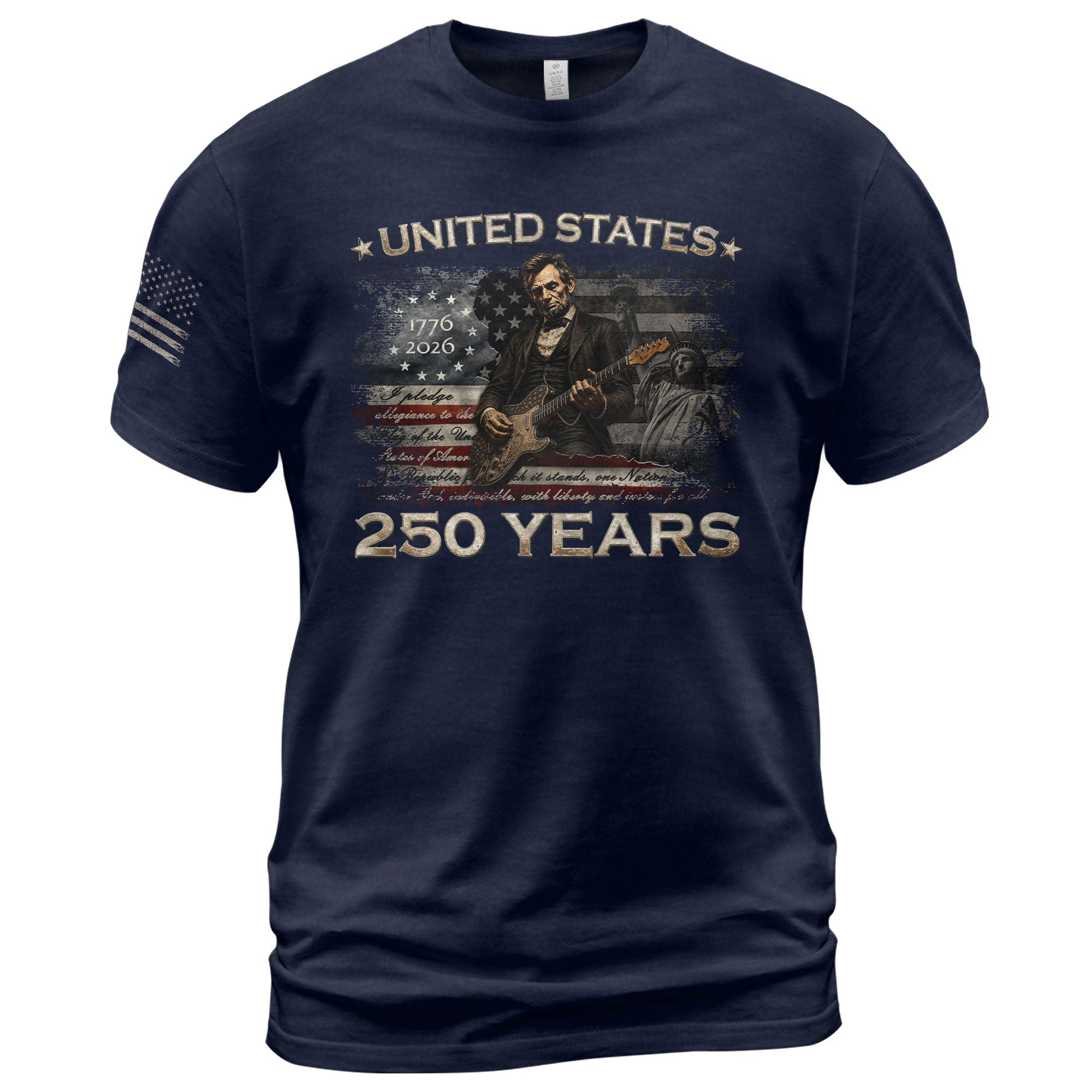 1776 2026 Shirt Vintage Abraham Lincoln Playing Guitar US Flag Patriotic 250 Years Tee - Rust Field Wear