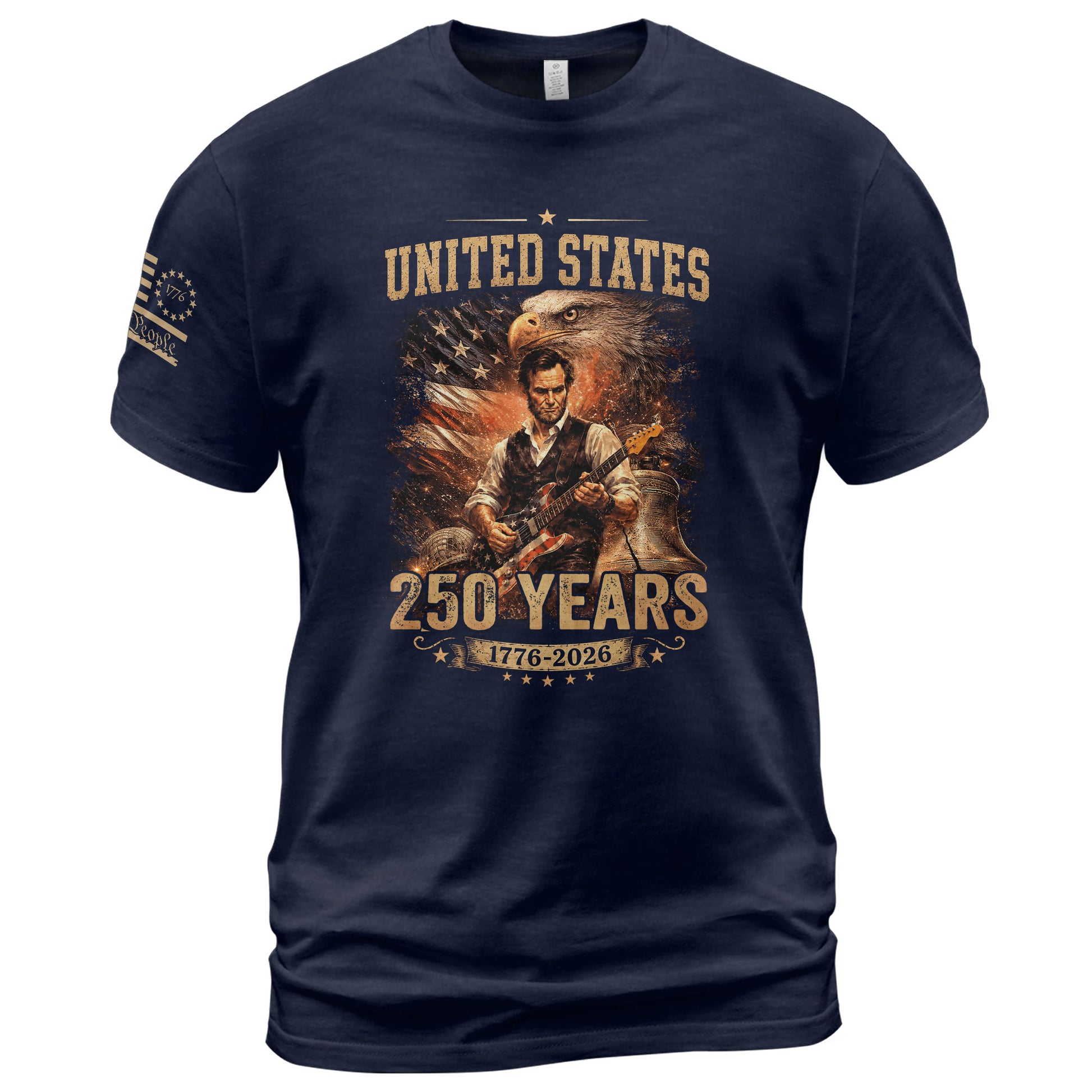 Bald Eagle Liberty Bell Lincoln Guitar Shirt Vintage 1776 2026 Patriotic US Flag Tee - Rust Field Wear