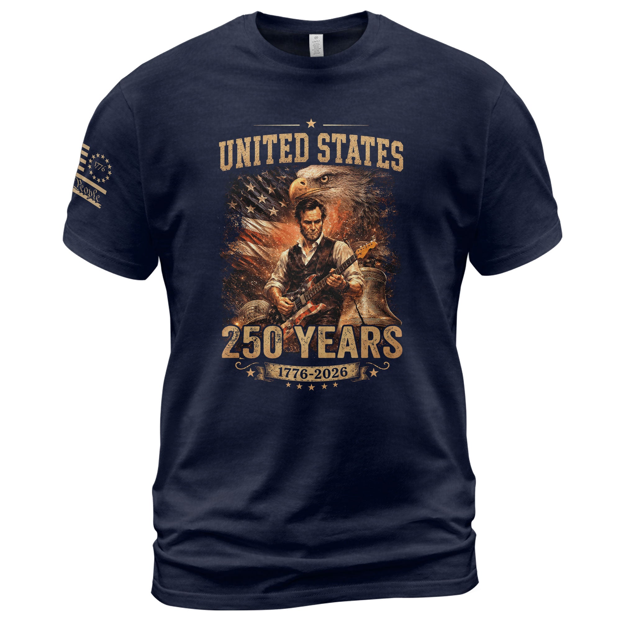 Bald Eagle Liberty Bell Lincoln Guitar Shirt Vintage 1776 2026 Patriotic US Flag Tee - Rust Field Wear