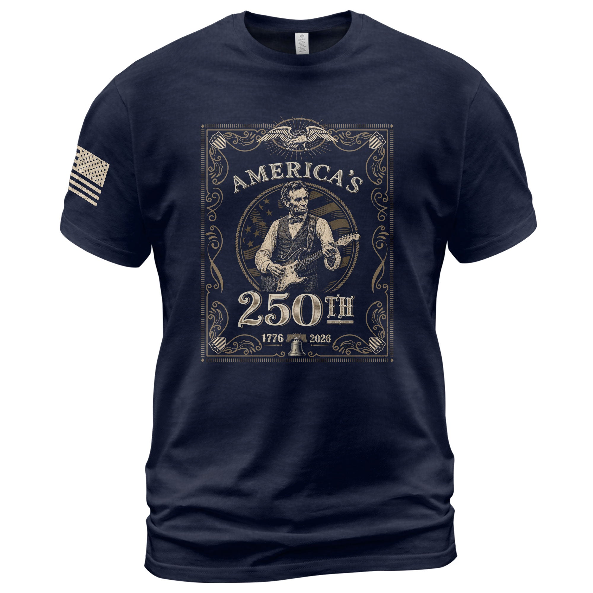 America’s 250th Anniversary Lincoln Playing Guitar Shirt 1776–2026 Vintage USA Independence - Rust Field Wear