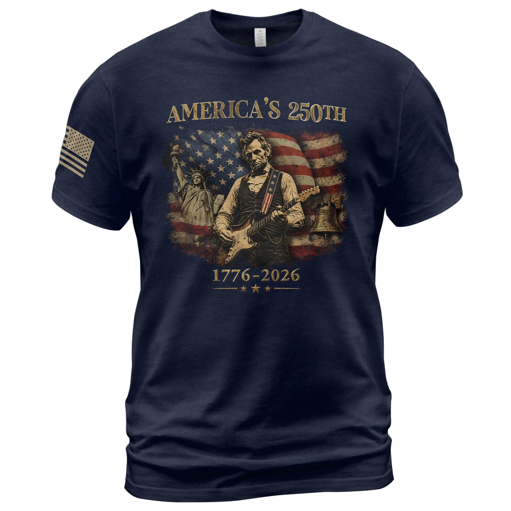 Liberty Bell Statue of Liberty Lincoln Guitar Shirt US Flag Patriotic 1776 2026 Tee - Rust Field Wear
