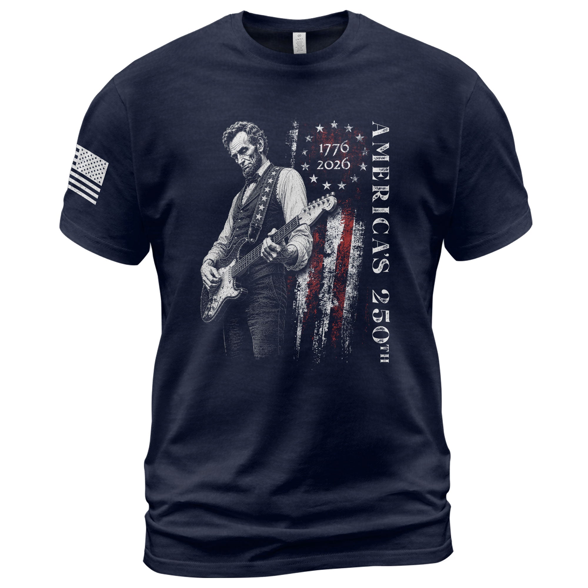 Betsy Ross Flag Abraham Lincoln Guitar Shirt Vintage 1776 2026 Patriotic USA T-Shirt - Rust Field Wear