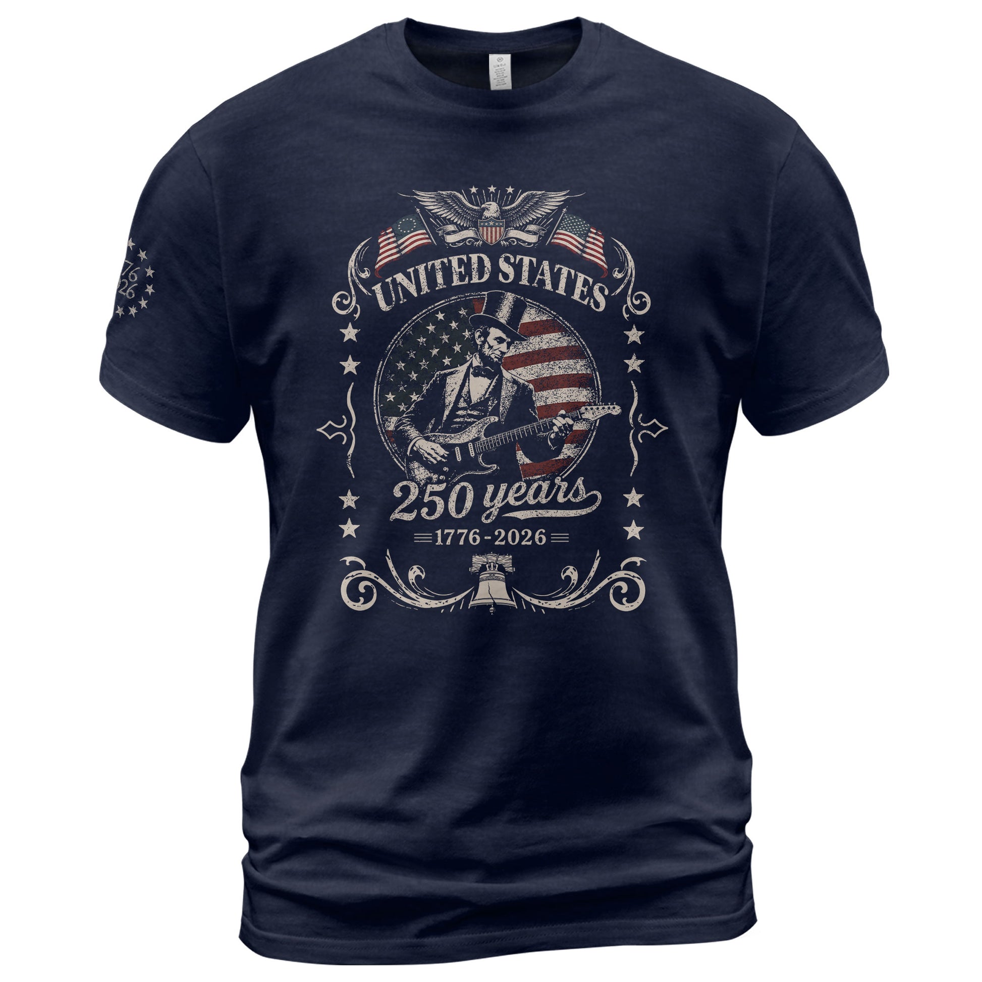 American Eagle Liberty Bell Lincoln Guitar Shirt Vintage 1776 2026 Patriotic Us Flag - Rust Field Wear