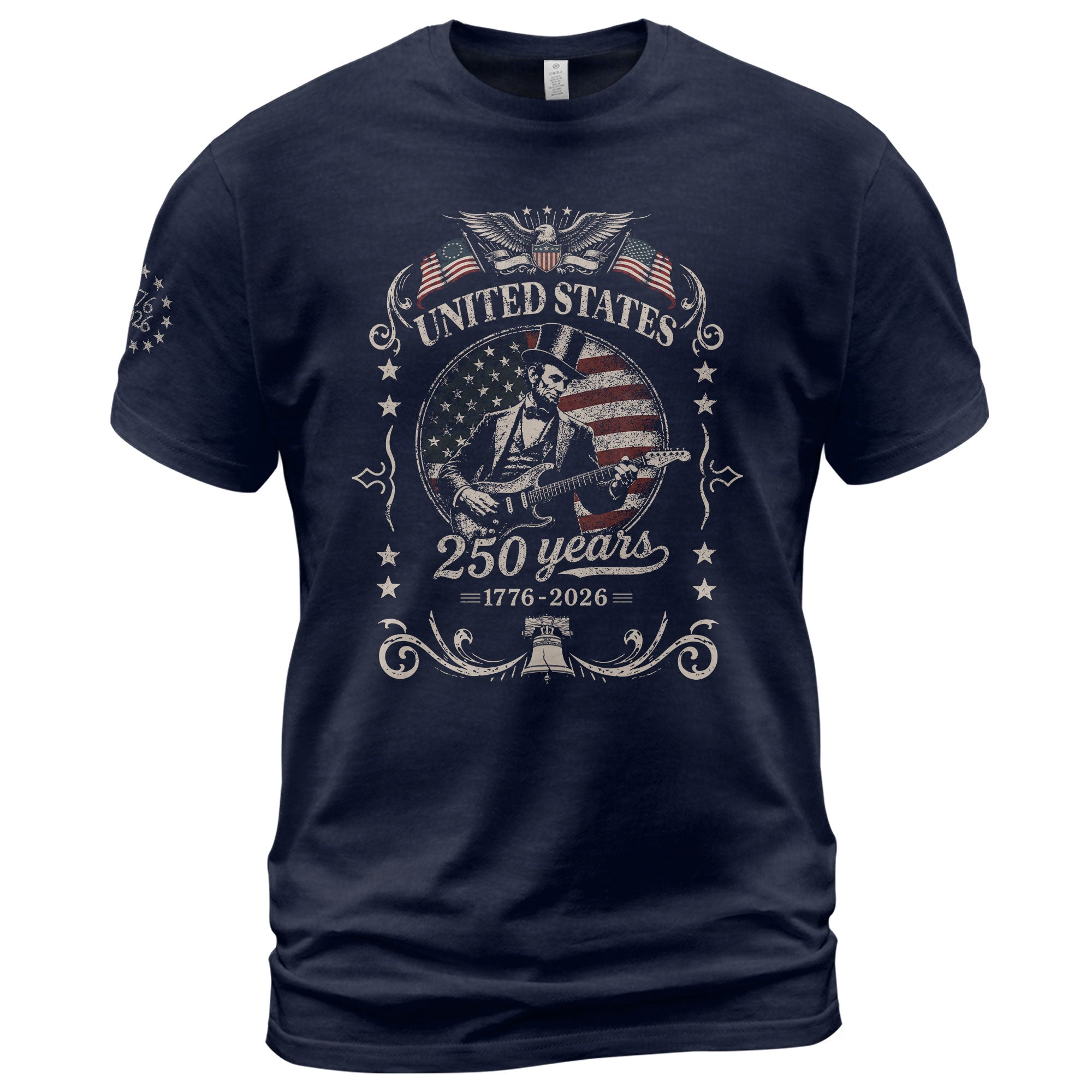 American Eagle Liberty Bell Lincoln Guitar Shirt Vintage 1776 2026 Patriotic Us Flag - Rust Field Wear