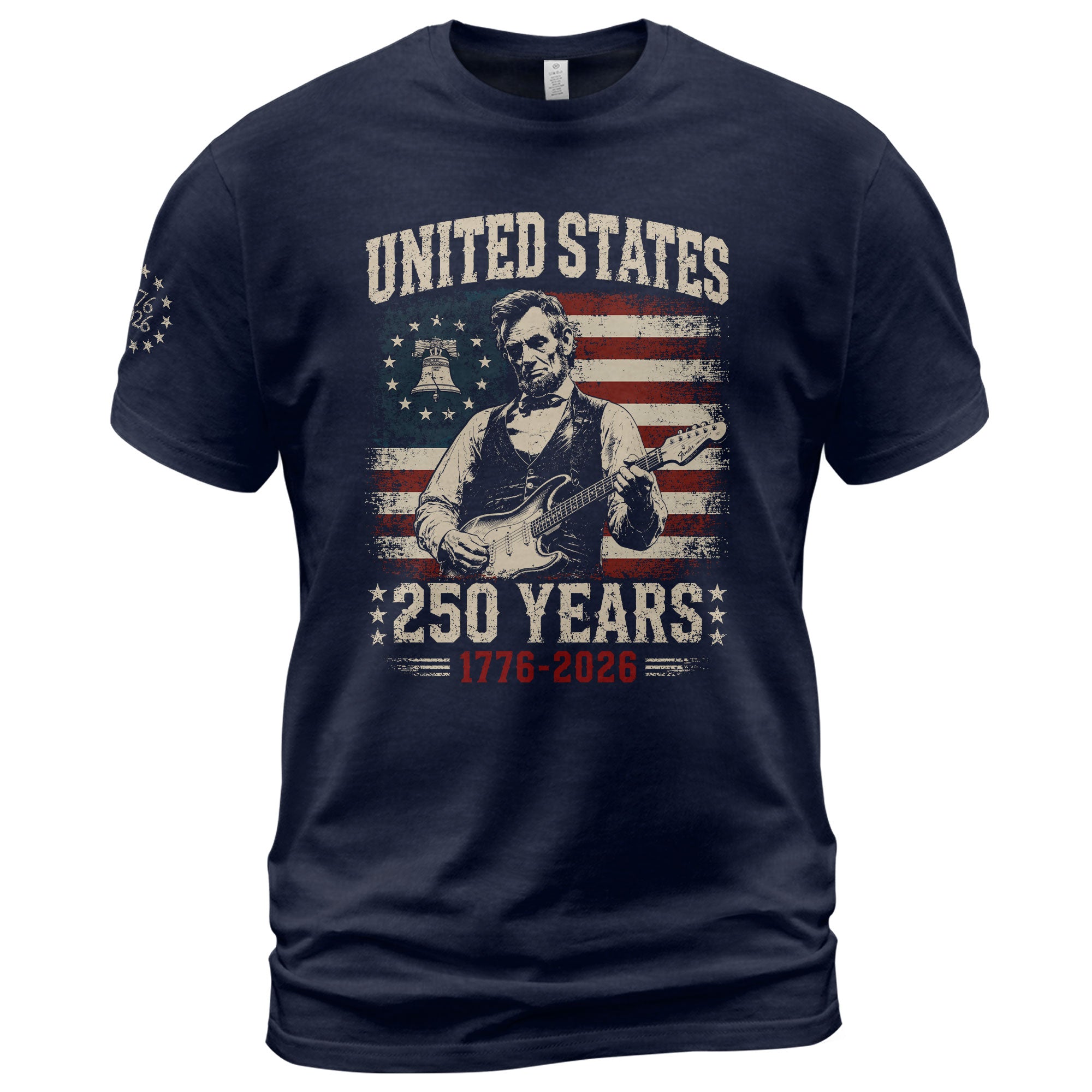 Liberty Bell Abraham Lincoln Guitar Shirt Vintage 1776 2026 US Flag Patriotic Men Tee - Rust Field Wear
