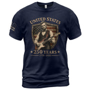 Patriotic Shield Lincoln Guitar Shirt We The People Vintage 1776 2026 US Flag Men Tee - Rust Field Wear