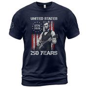 Betsy Ross Flag Lincoln Guitar Shirt Vintage 1776 2026 Patriotic US Flag 250 Years Tee - Rust Field Wear