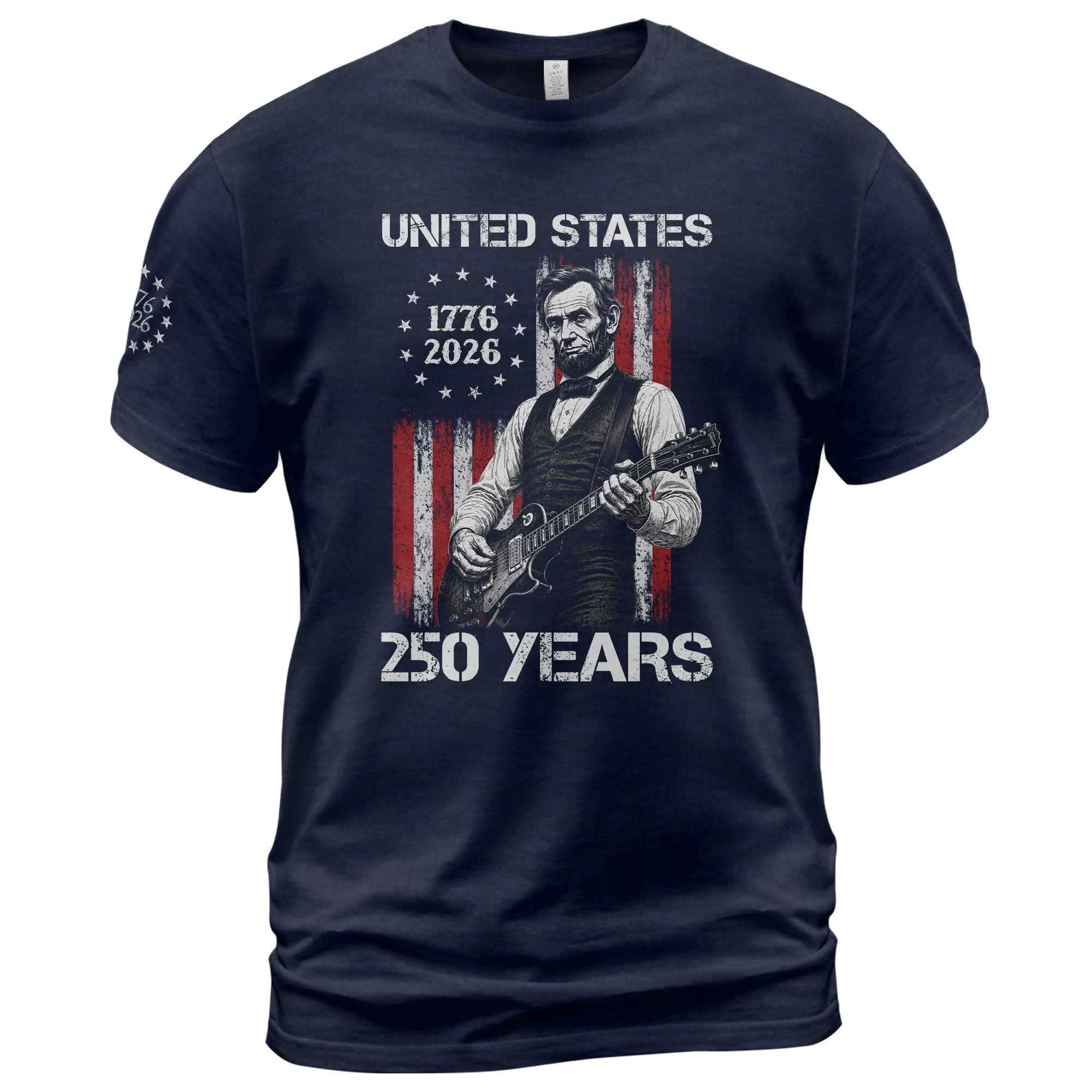 Betsy Ross Flag Lincoln Guitar Shirt Vintage 1776 2026 Patriotic US Flag 250 Years Tee - Rust Field Wear