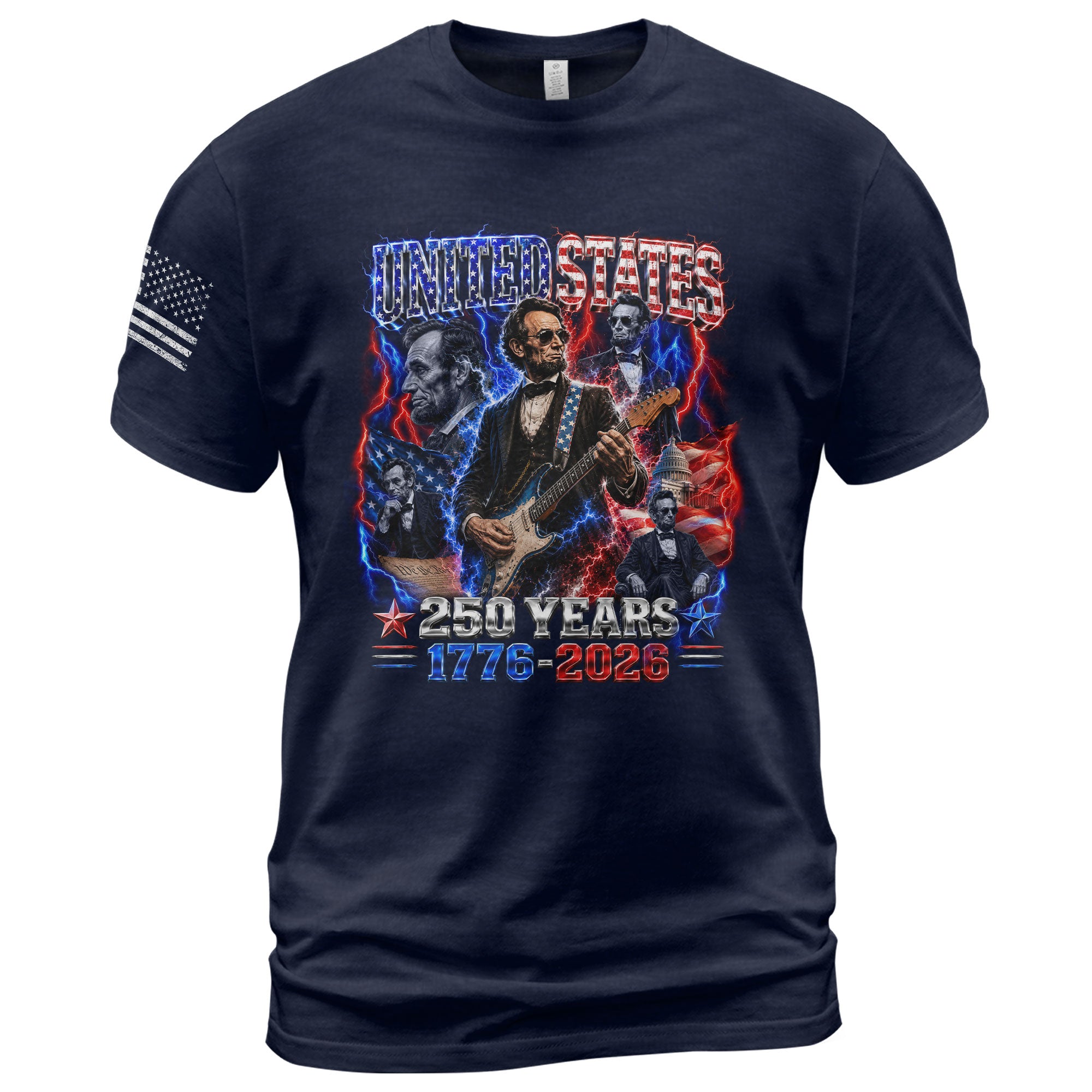 Abraham Lincoln Guitar Shirt Patriotic 1776 2026 American Pride Tee - Rust Field Wear