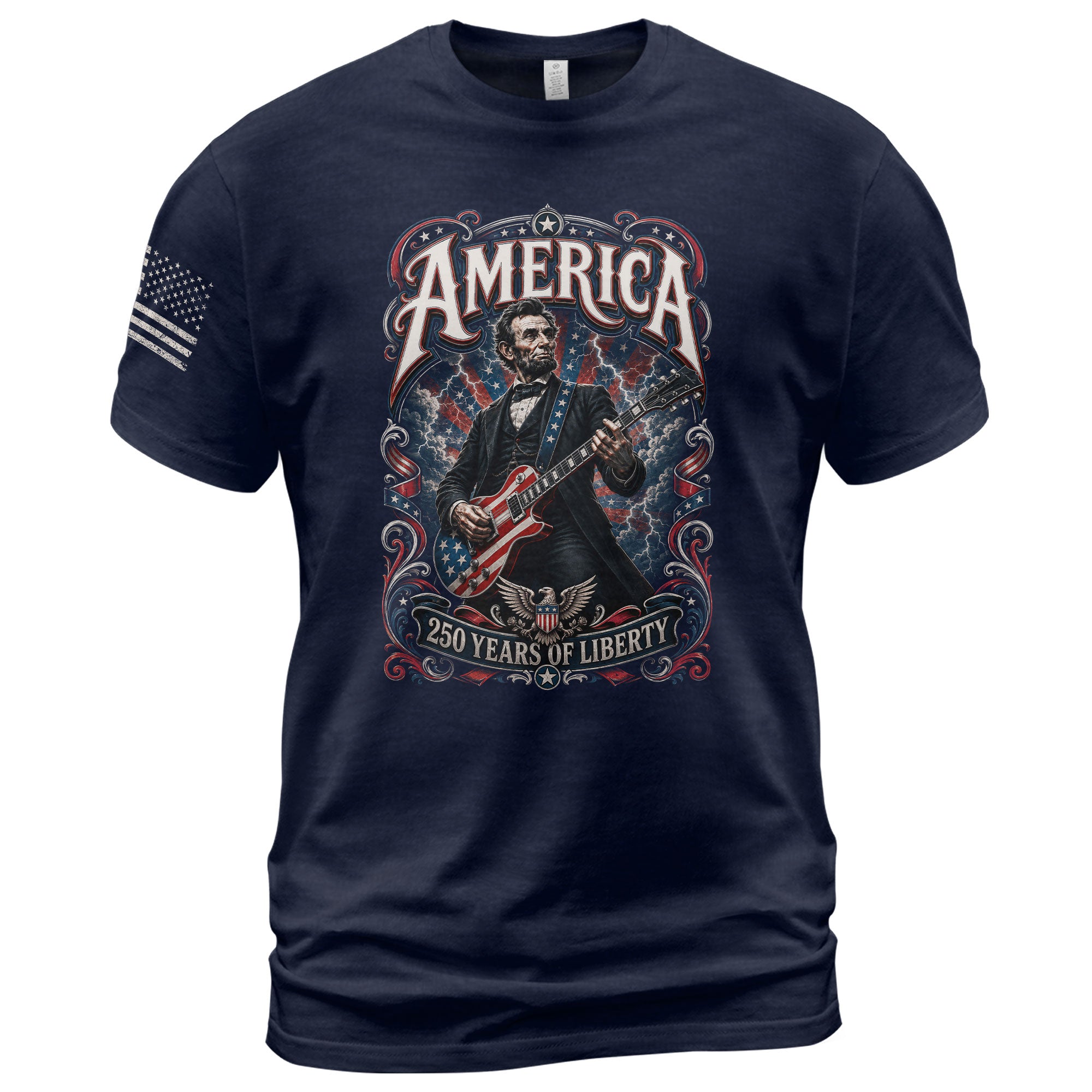 America 250 Years of Liberty Shirt Patriotic Guitar USA Vintage Freedom Tee - Rust Field Wear