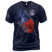 USA 1776 Sport Graphic Tee Patriotic Number 10 Statue Of Liberty Heritage Style Shirt - Rust Field Wear