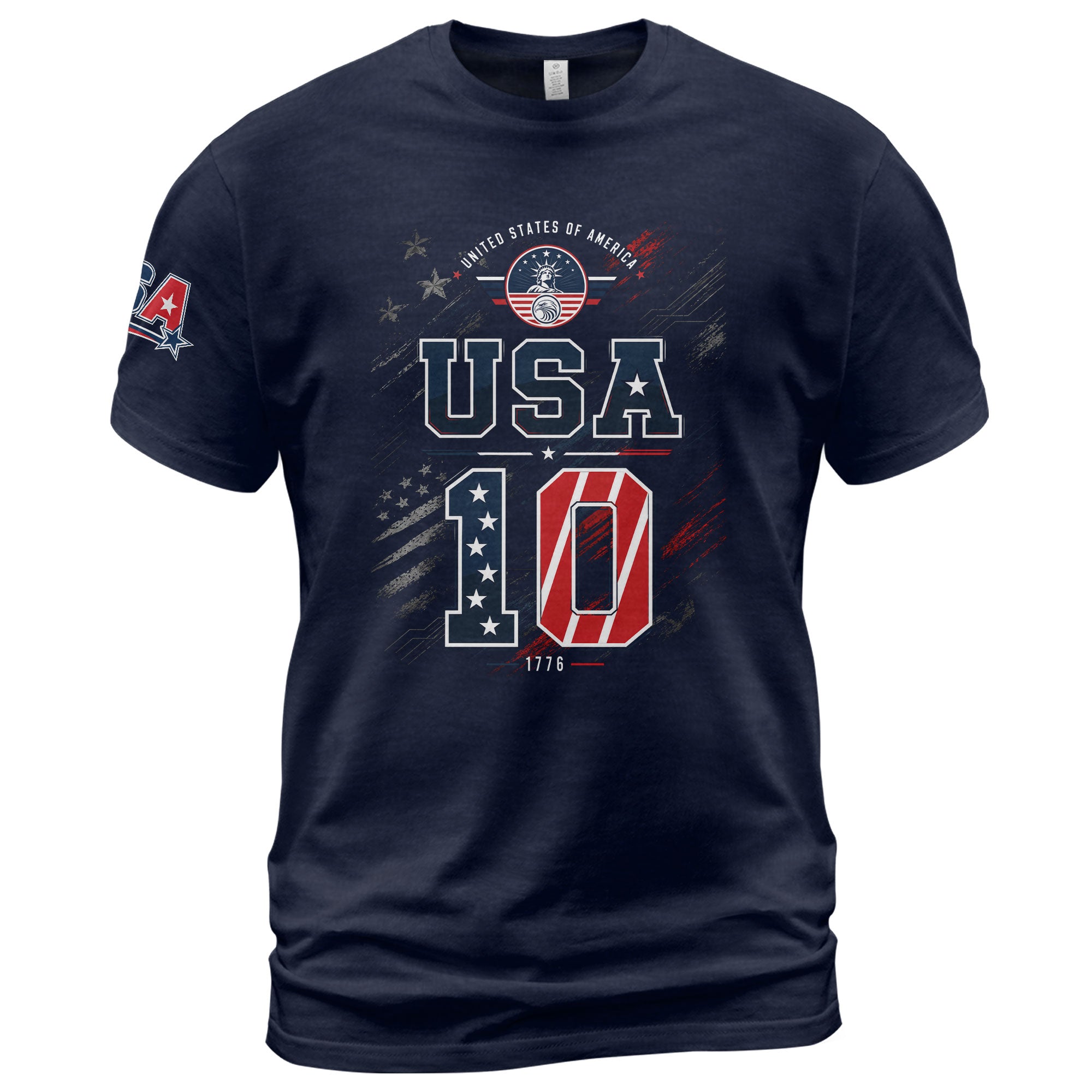 USA 1776 Sport Shirt Patriotic Number 10 Design American Heritage Graphic Tee Top - Rust Field Wear