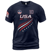 Patriotic USA Sport Graphic T Shirt Number 10 Flag Inspired Casual Mens Fashion - Rust Field Wear
