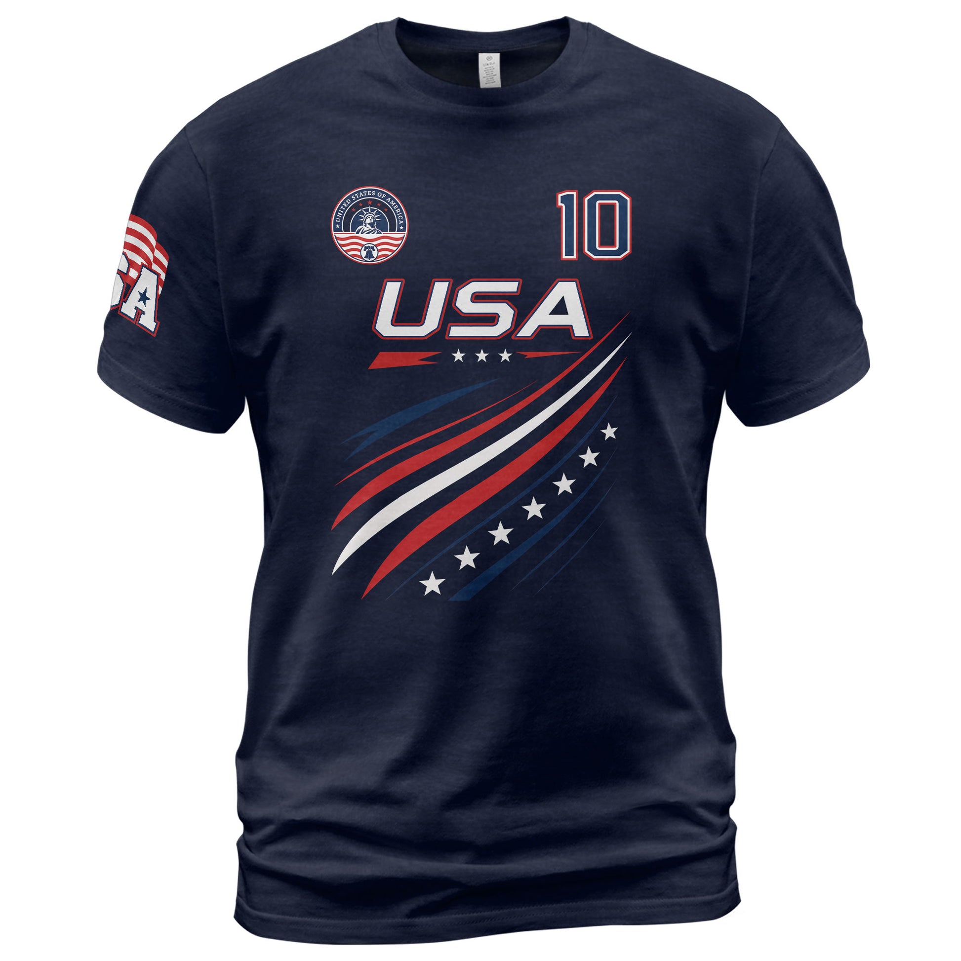 Patriotic USA Sport Graphic T Shirt Number 10 Flag Inspired Casual Mens Fashion - Rust Field Wear